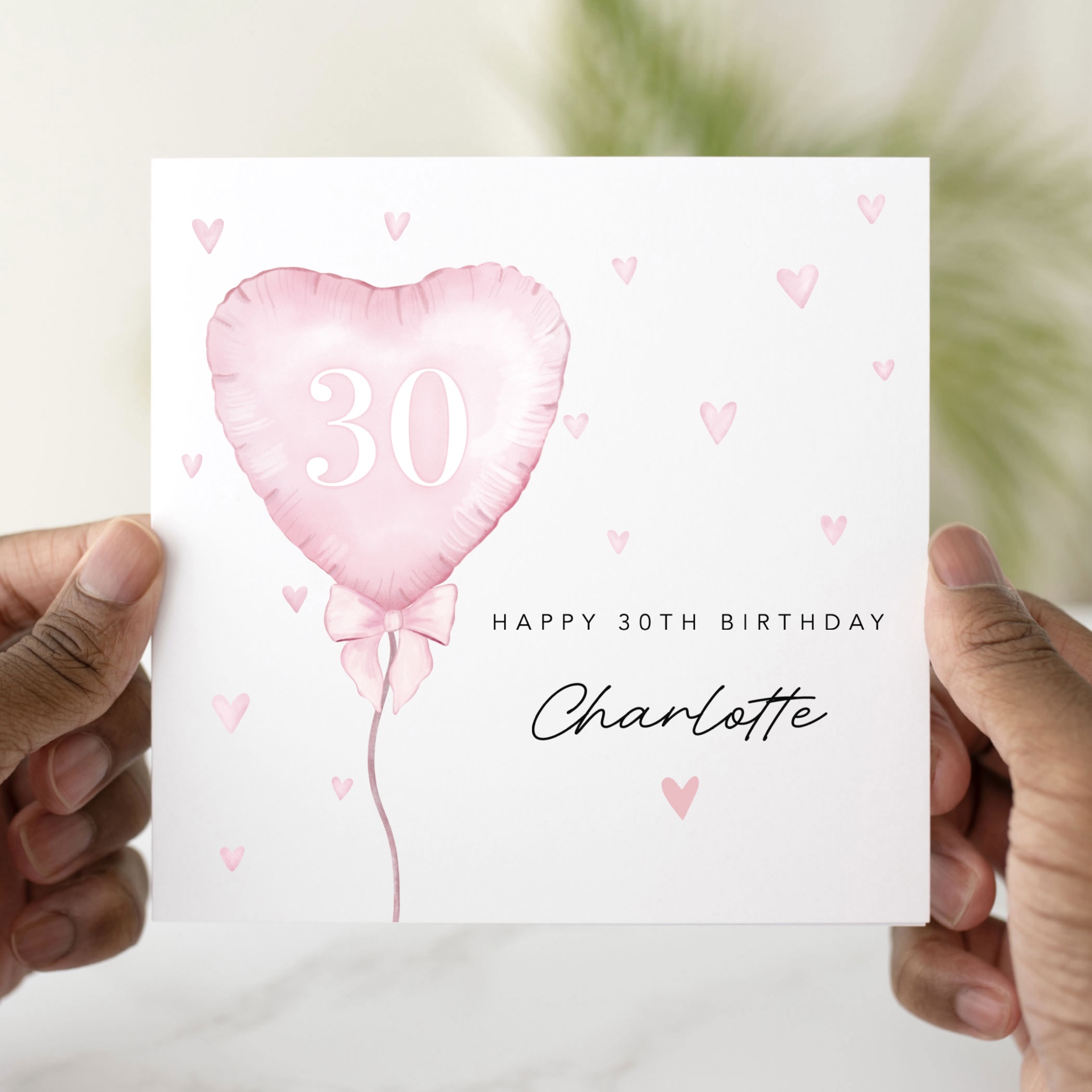 Personalised 30th Birthday Card - Heart Balloon