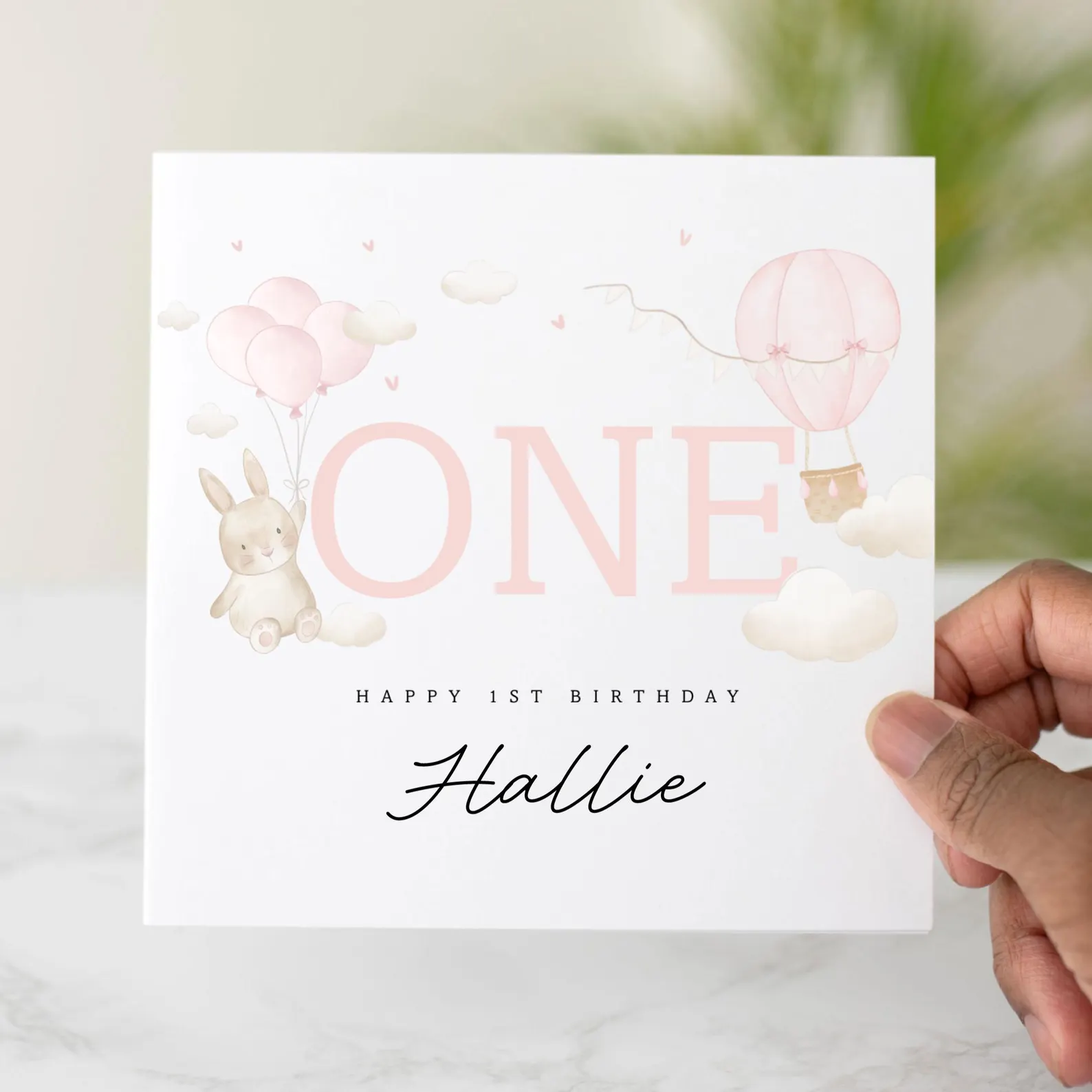 Personalised 1st Birthday Card - Cute Pink Design