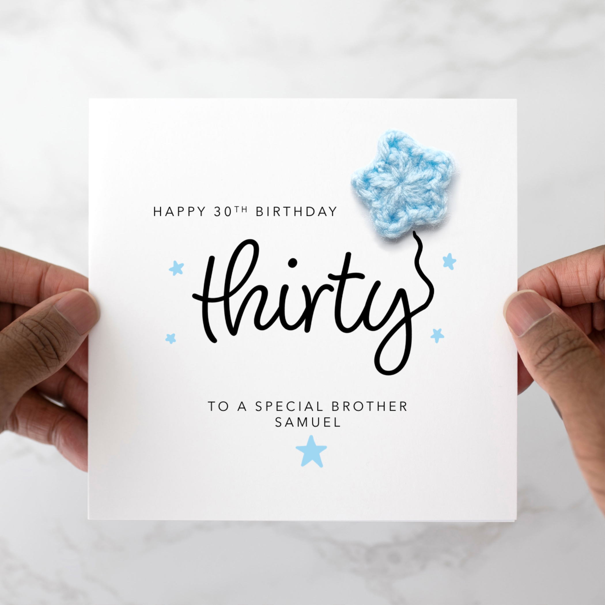 Personalised Brother 30th Birthday Card - Crochet Star