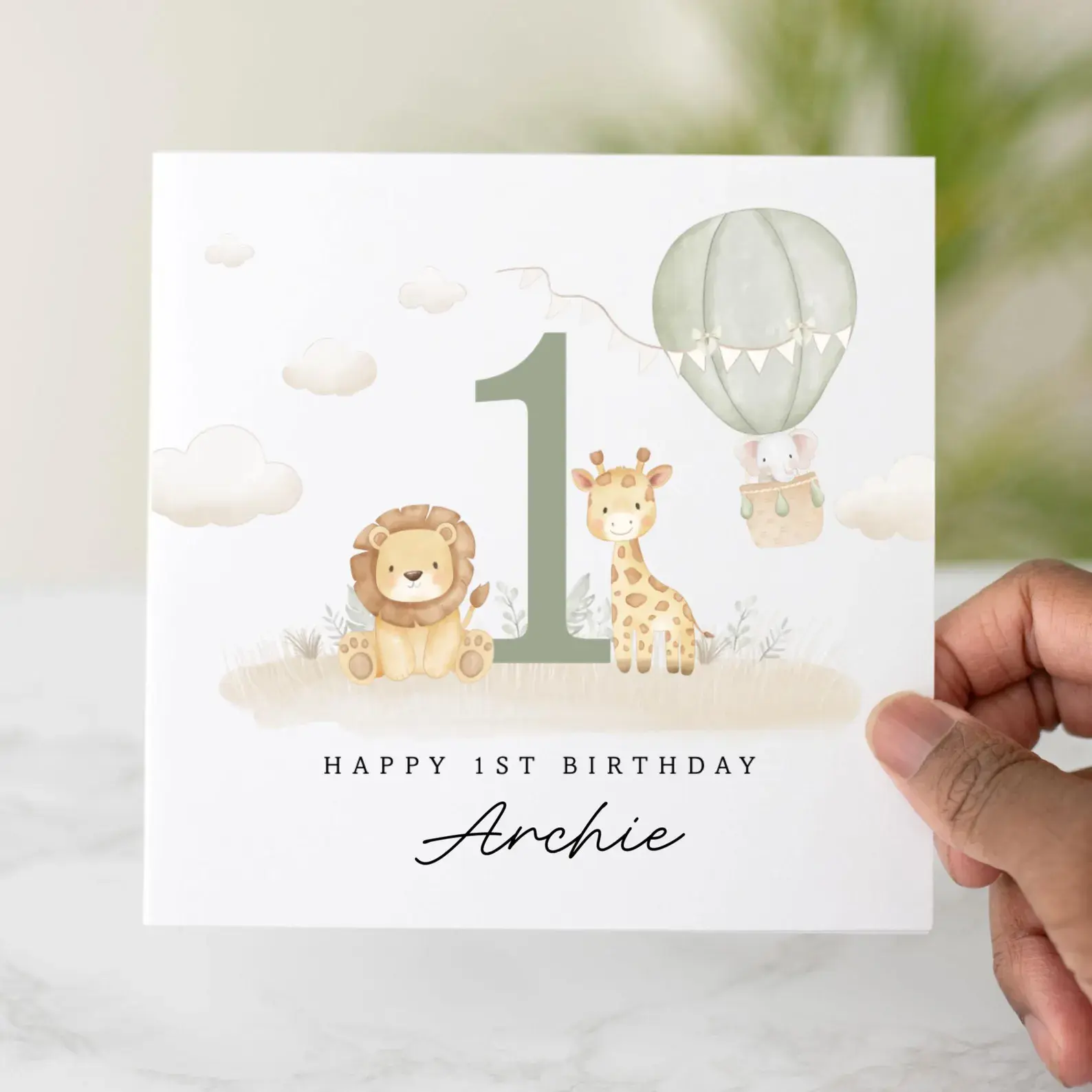 Personalised 1st Birthday Card - Safari