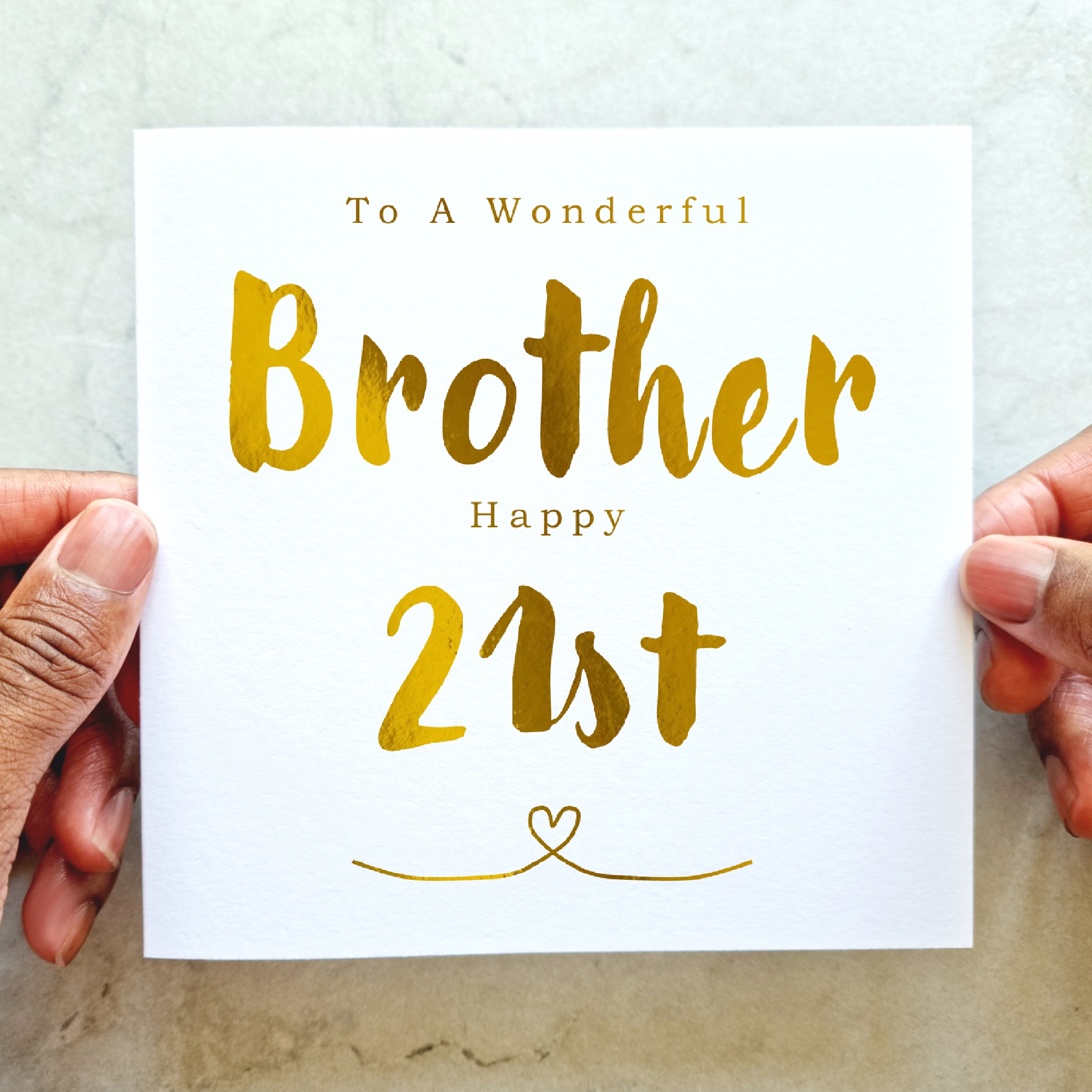 Brother 21st Birthday Card - Gold Foil