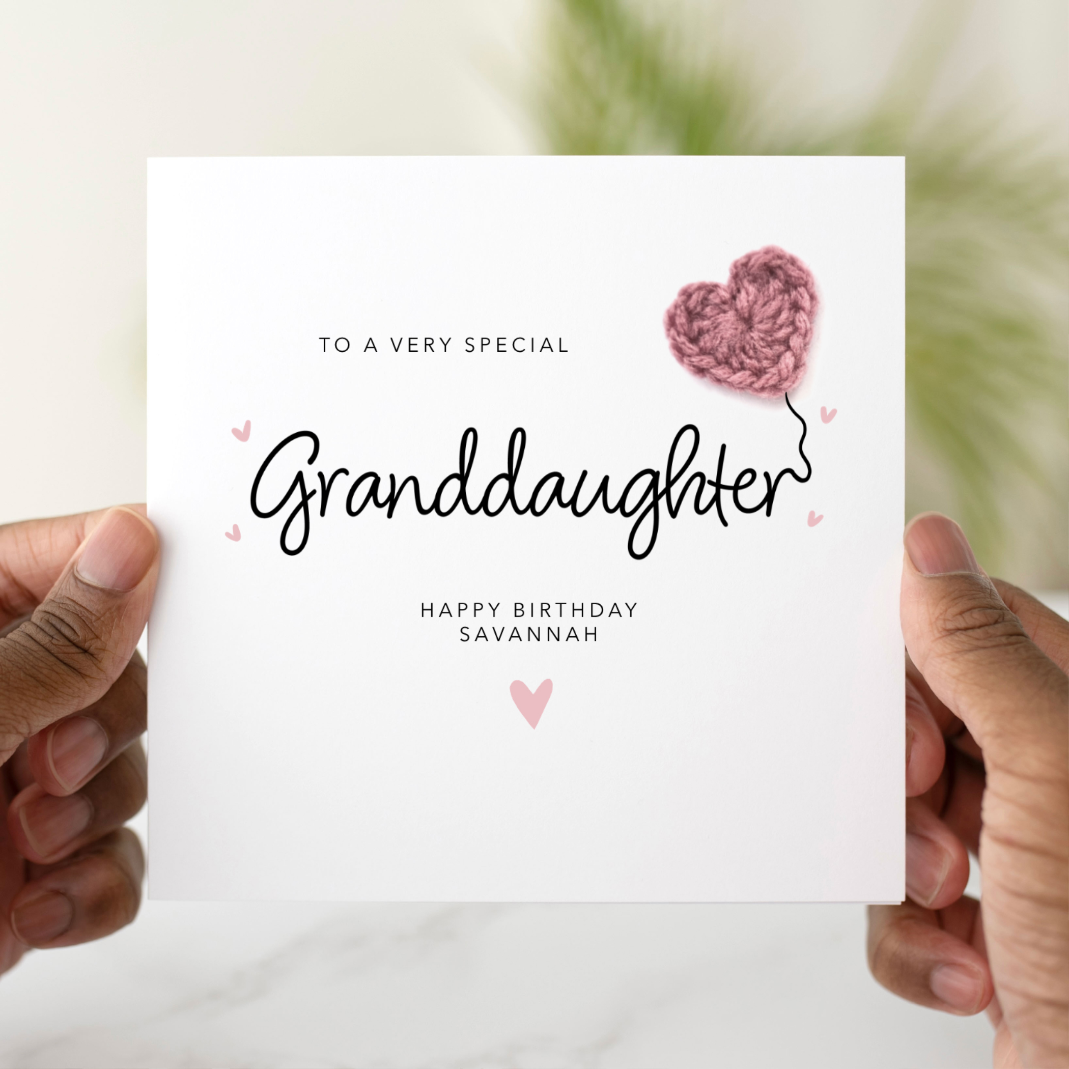 Personalised Granddaughter Birthday Card - Crochet Heart