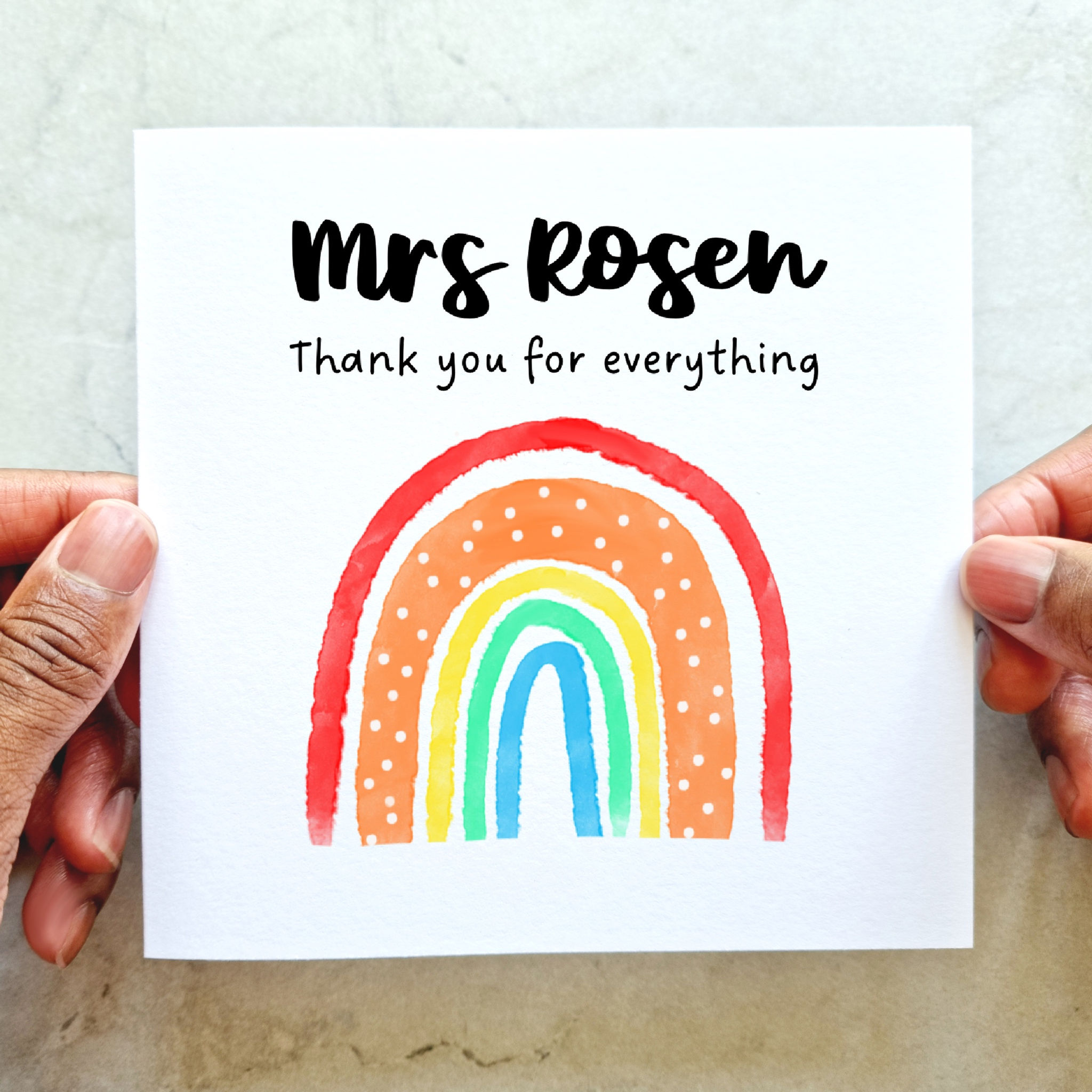 Personalised Teacher Card - Rainbow