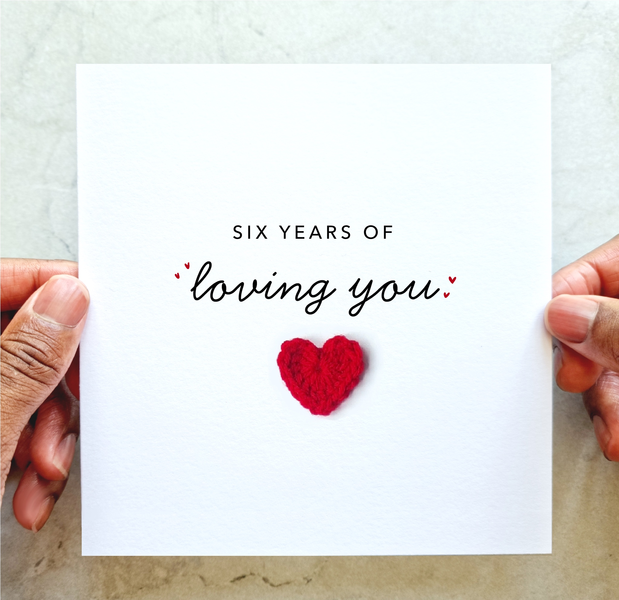 6th Anniversary Card - Crochet Heart