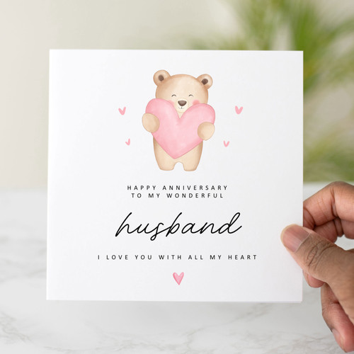 Cute Bear Husband Anniversary Card - With Love | Swootsy.com