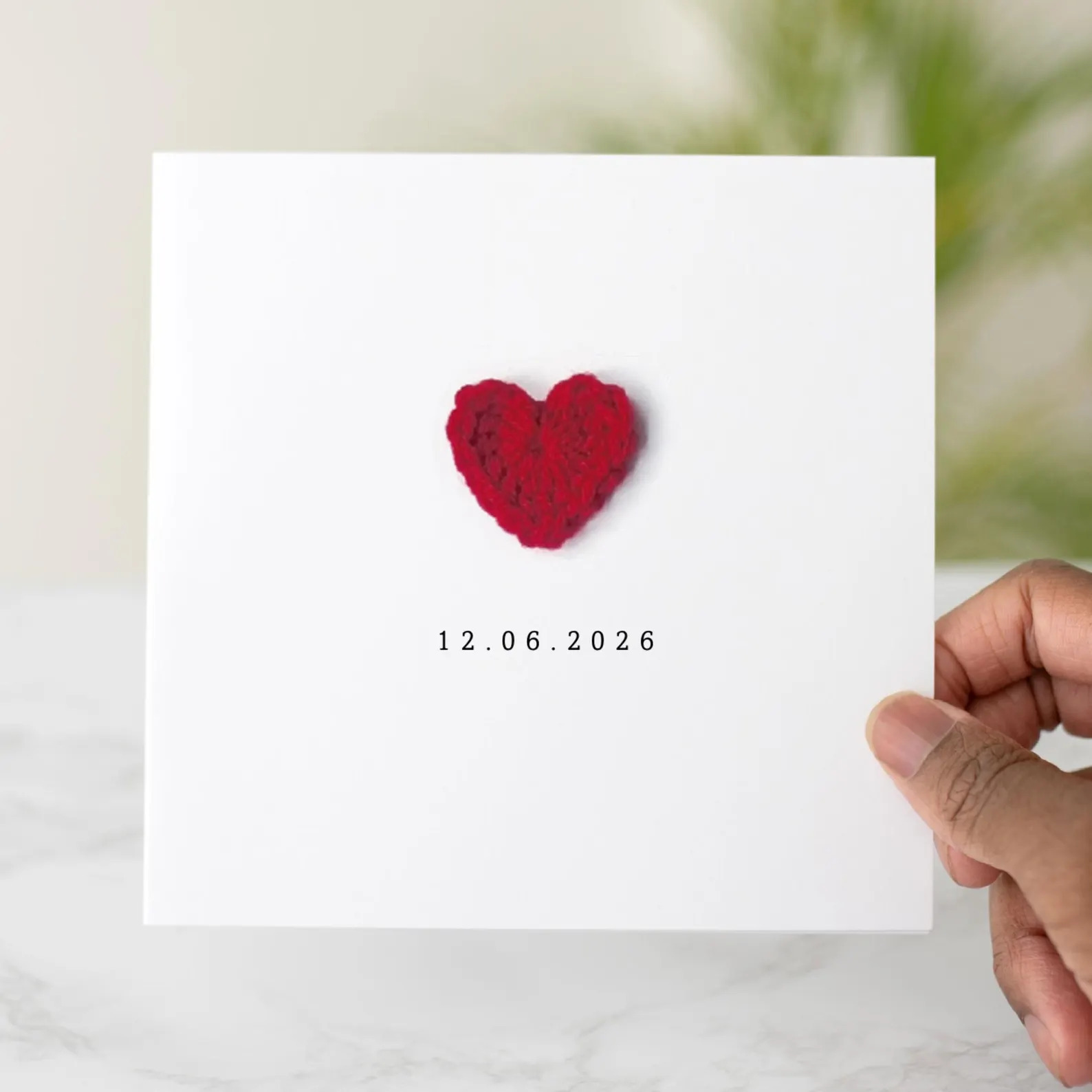 Date Anniversary Card - Crochet Heart
