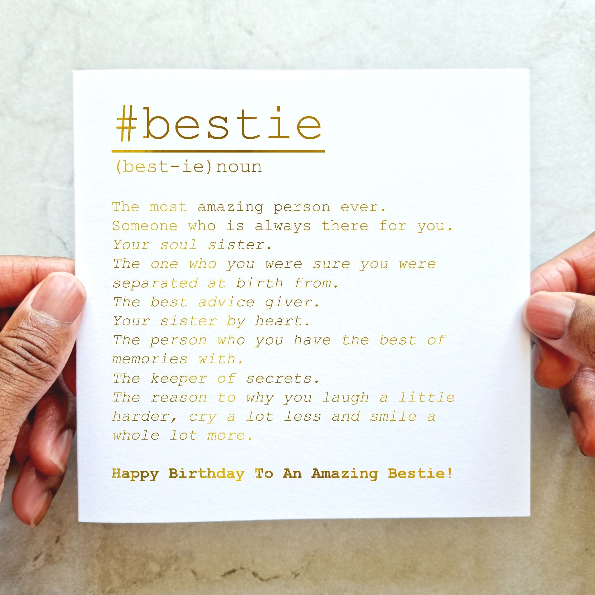 Bestie Birthday Card - Definition - Gold Foil