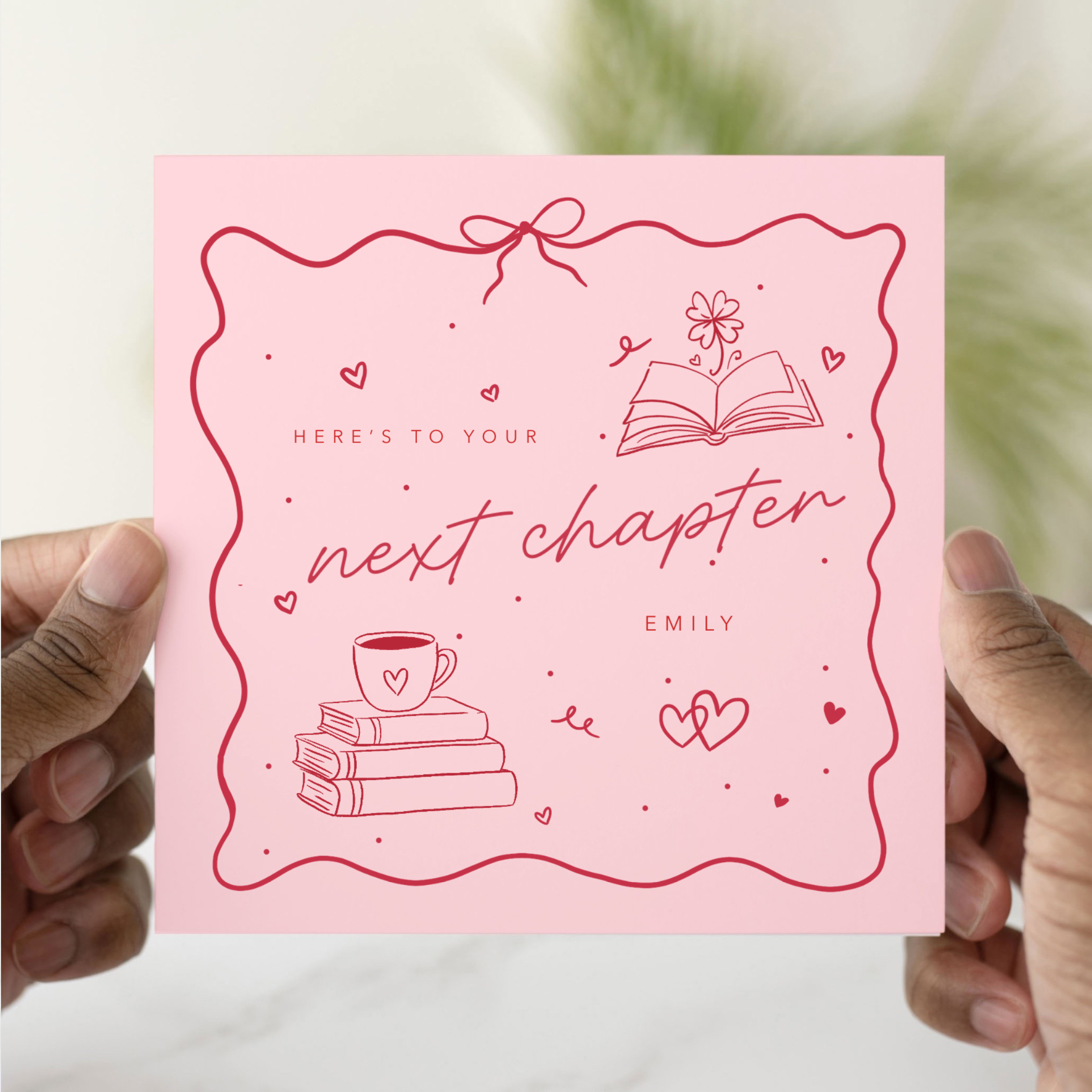 Personalised Pink Good Luck Card - New Chapter