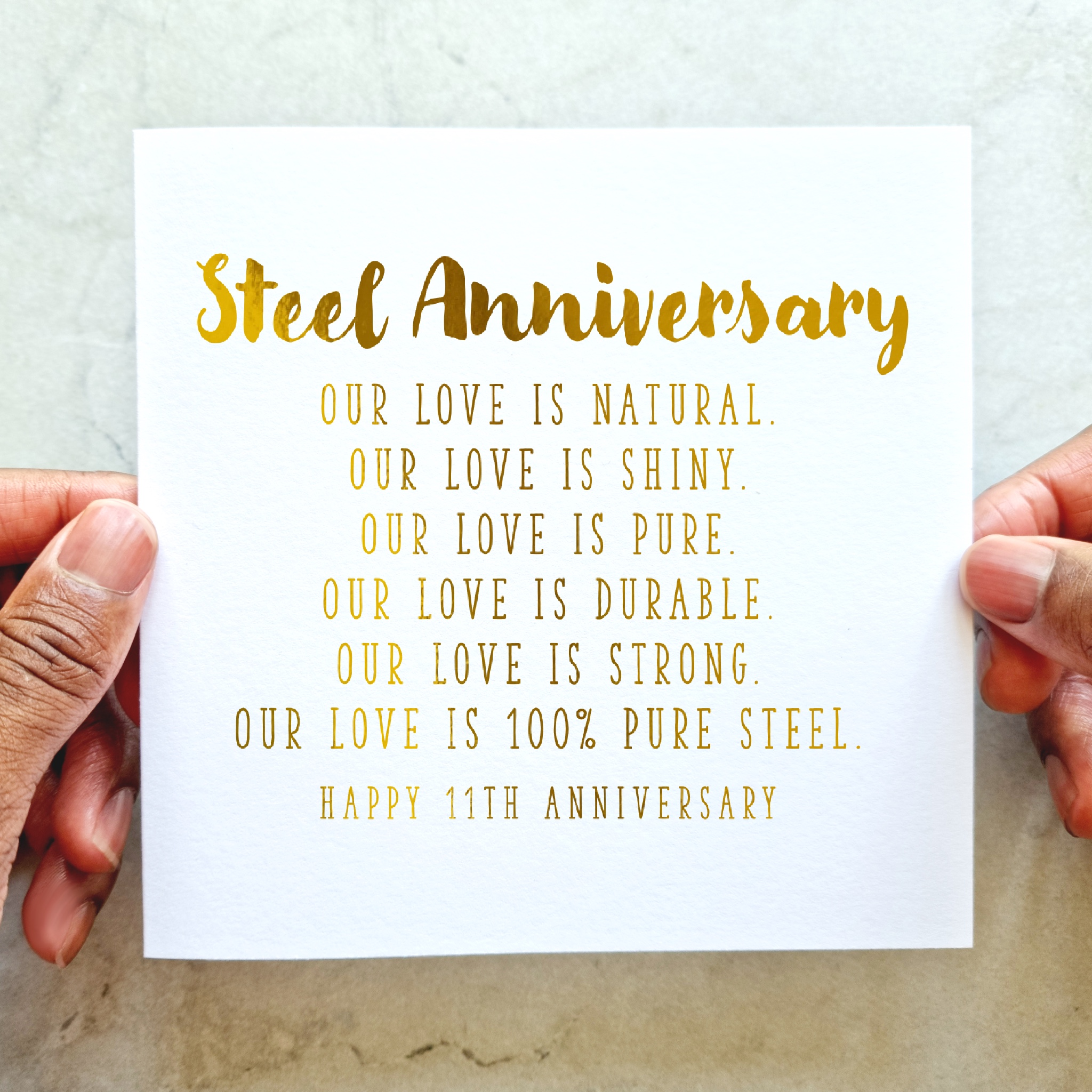 11th Anniversary Card - Steel - Gold Foil