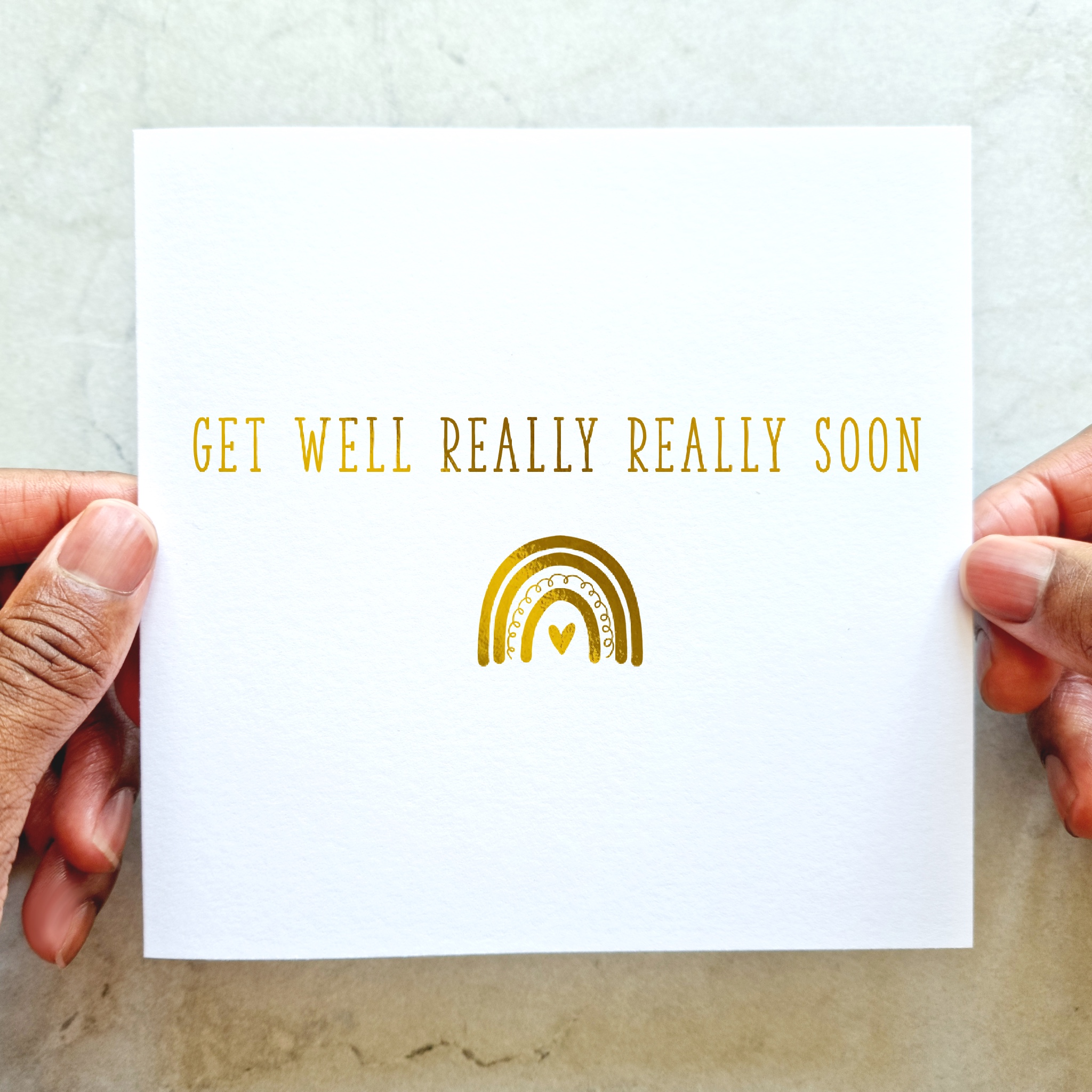 Get Well Soon Card - Rainbow - Gold Foil
