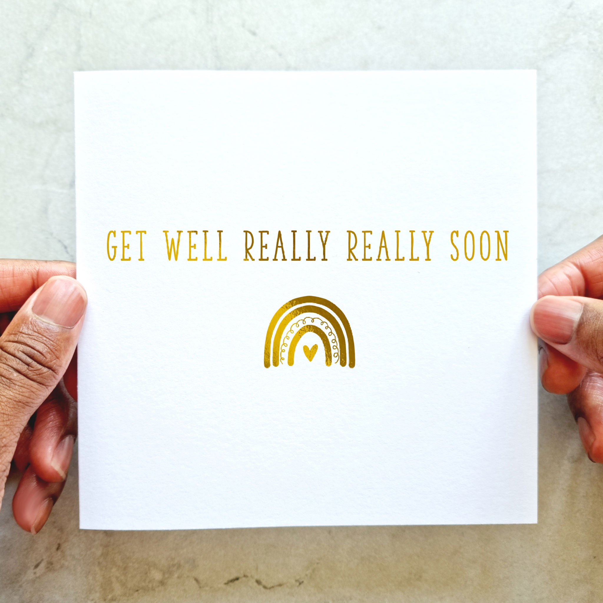 Get Well Soon Card - Rainbow - Gold Foil