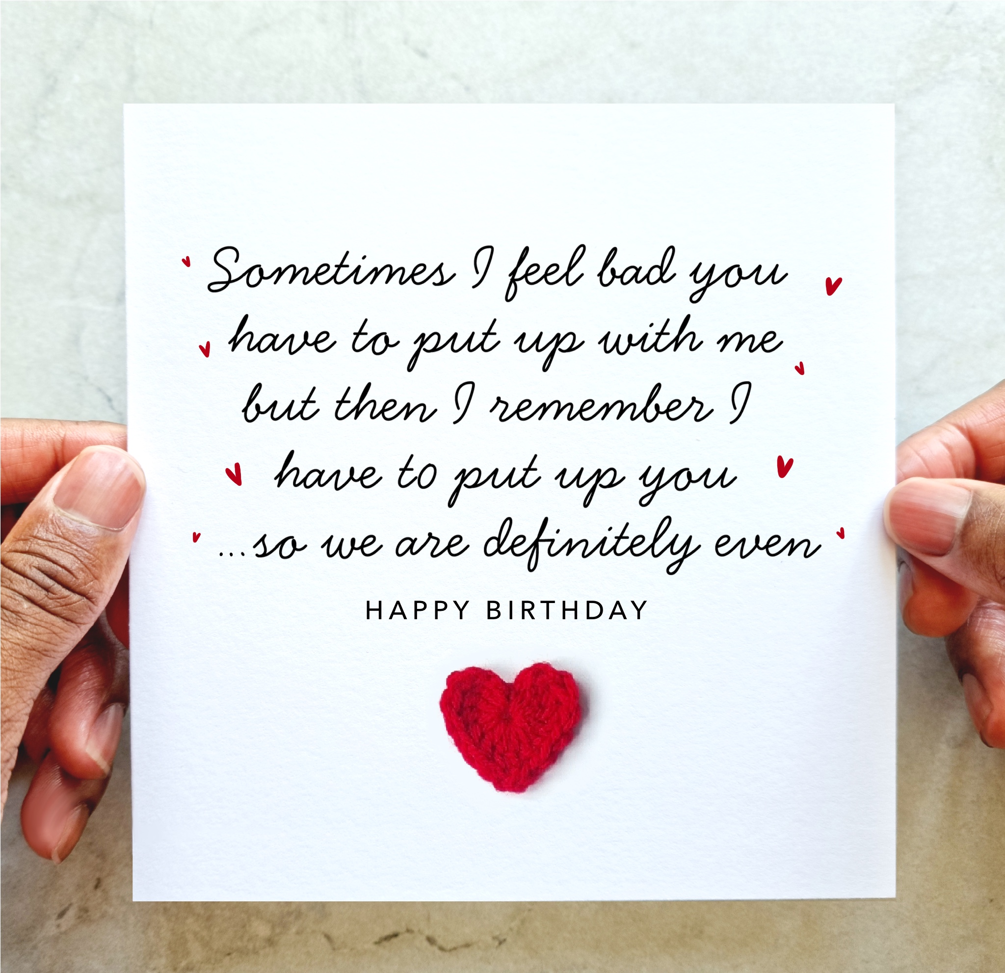 Funny Birthday Card - Even - Crochet Heart