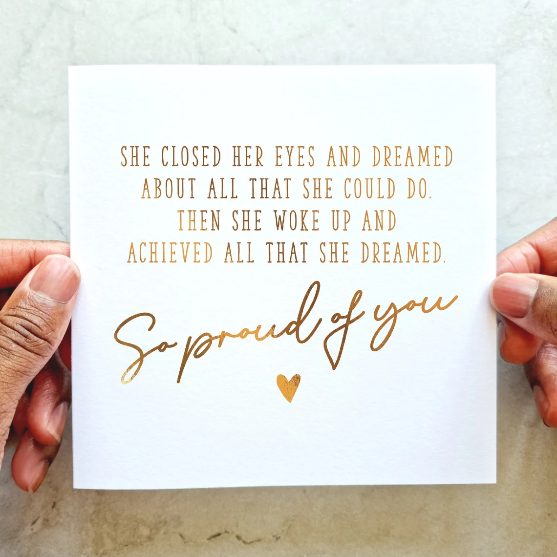 Congratulations Card - She Closed Her Eyes - Rose Gold Foil