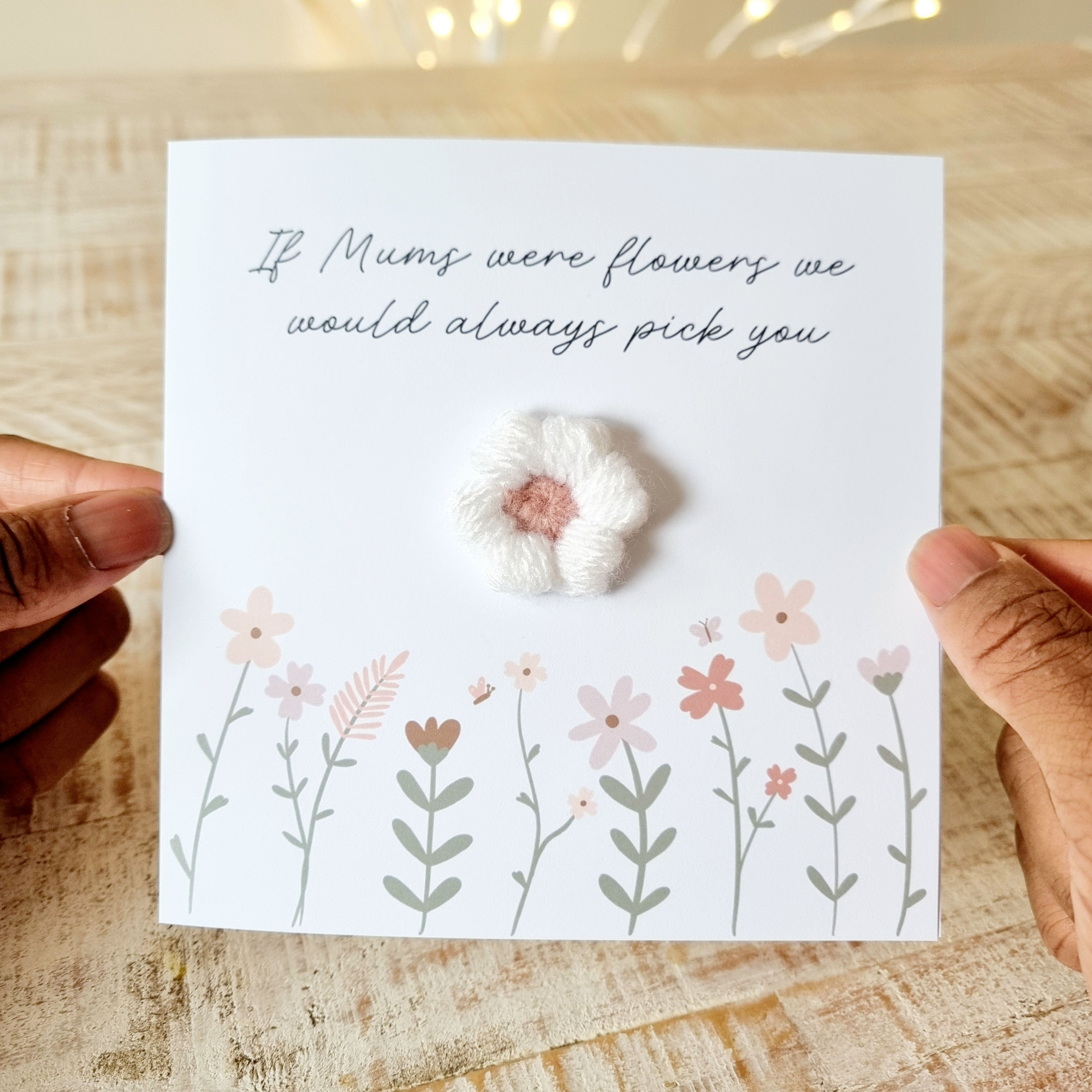 Mum Birthday Card - If Mums - Crochet Puff Flower