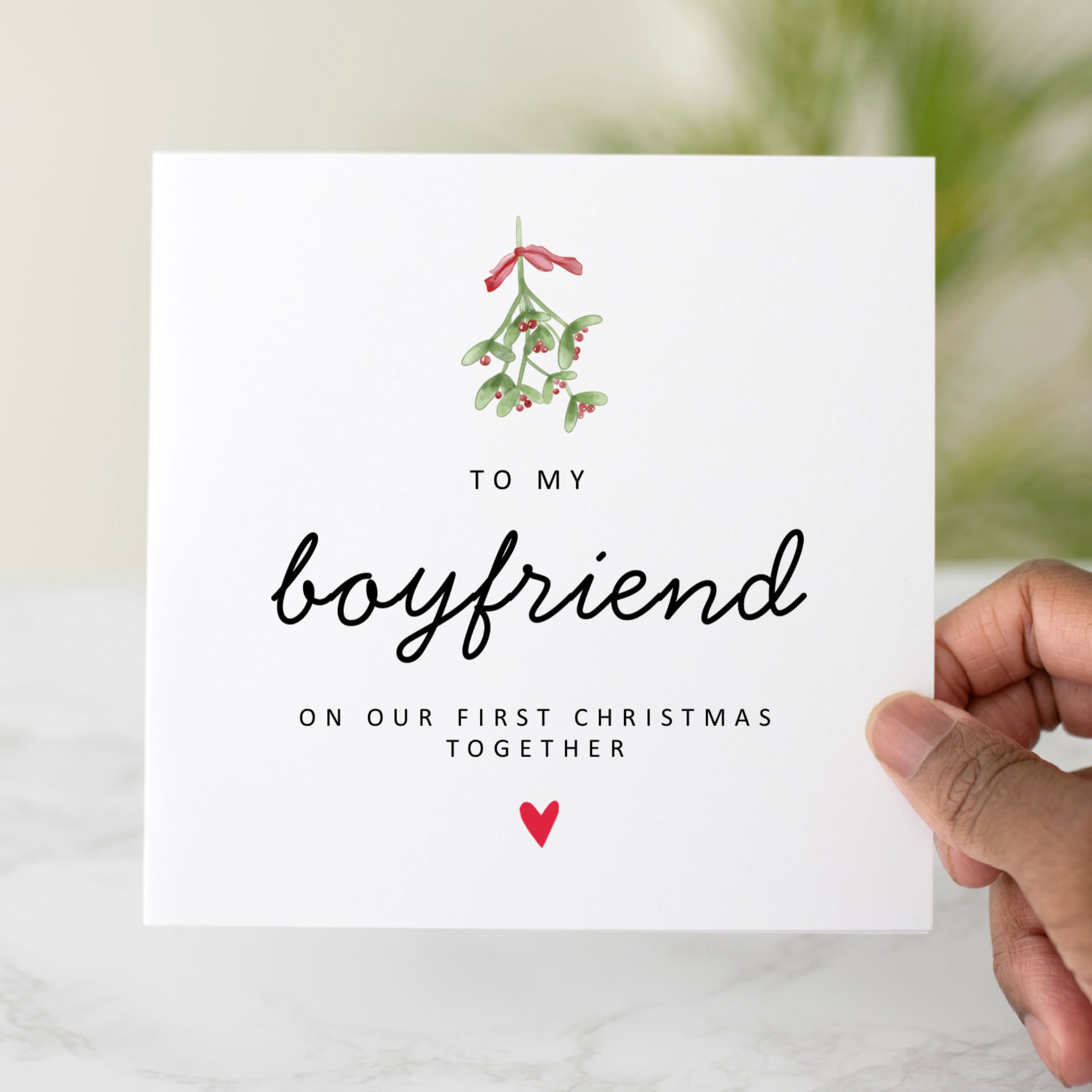 Boyfriend 1st Christmas Card - Mistletoe