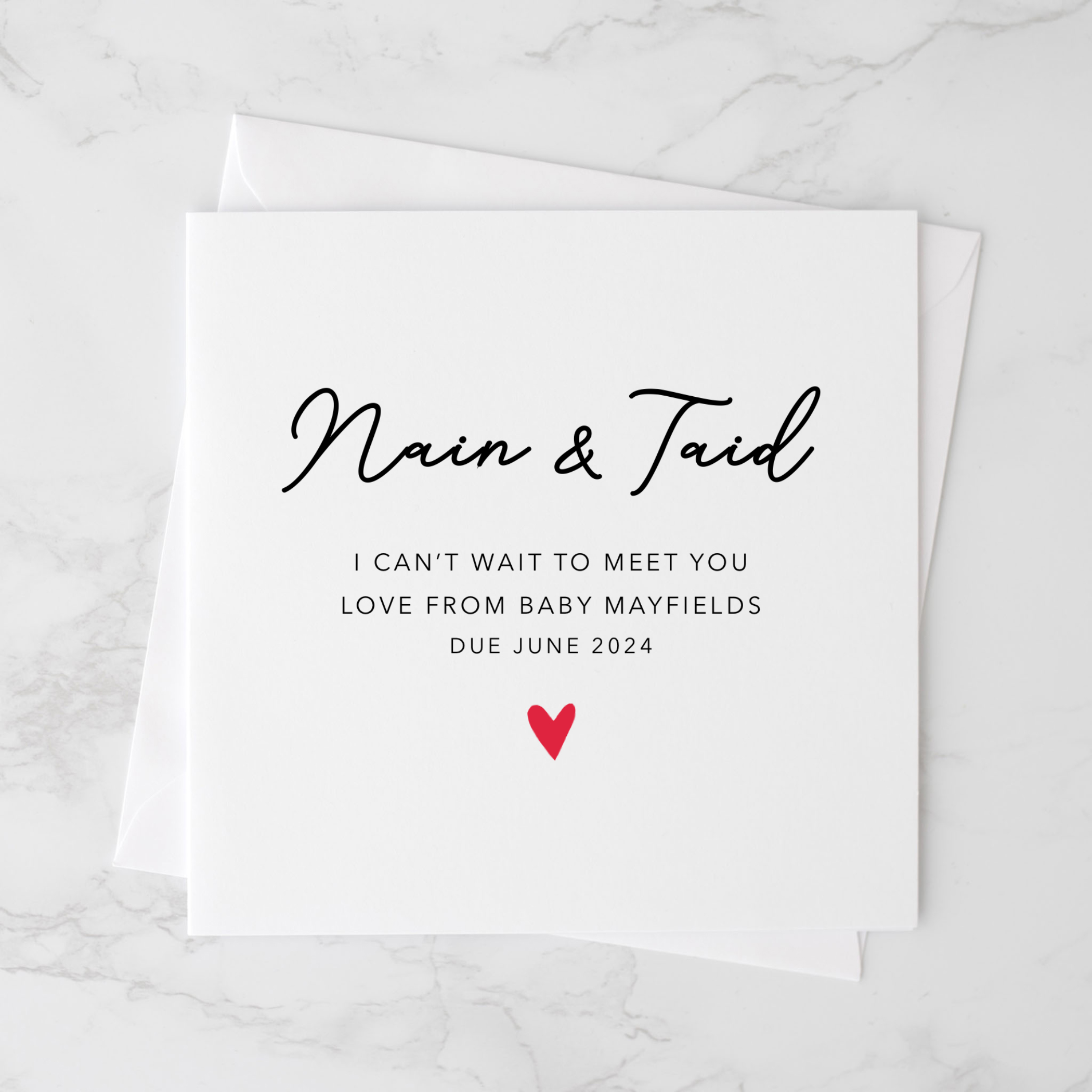 Personalised Nain & Taid New Baby Card - Can't Wait