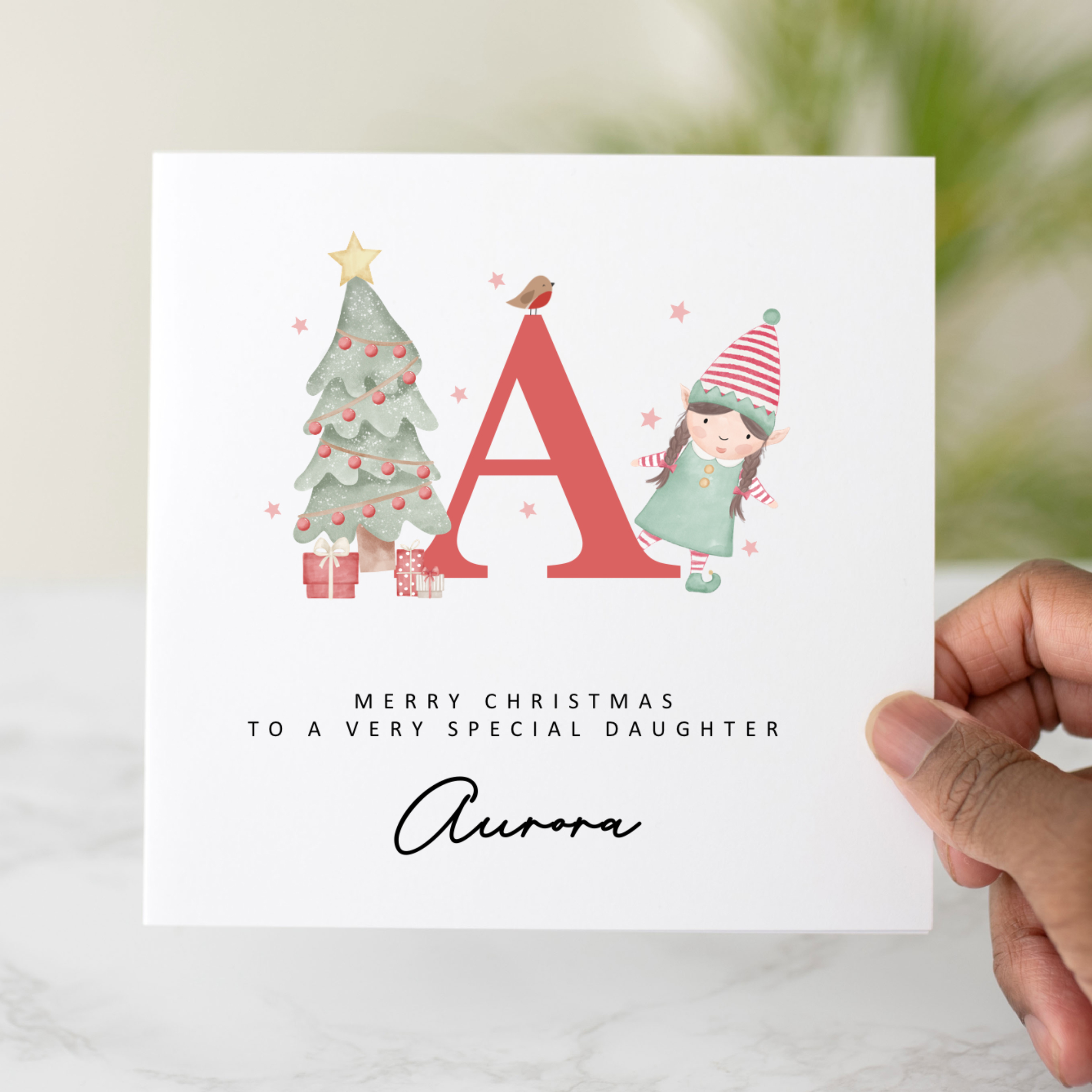 Personalised Daughter Christmas Card - Red Letter