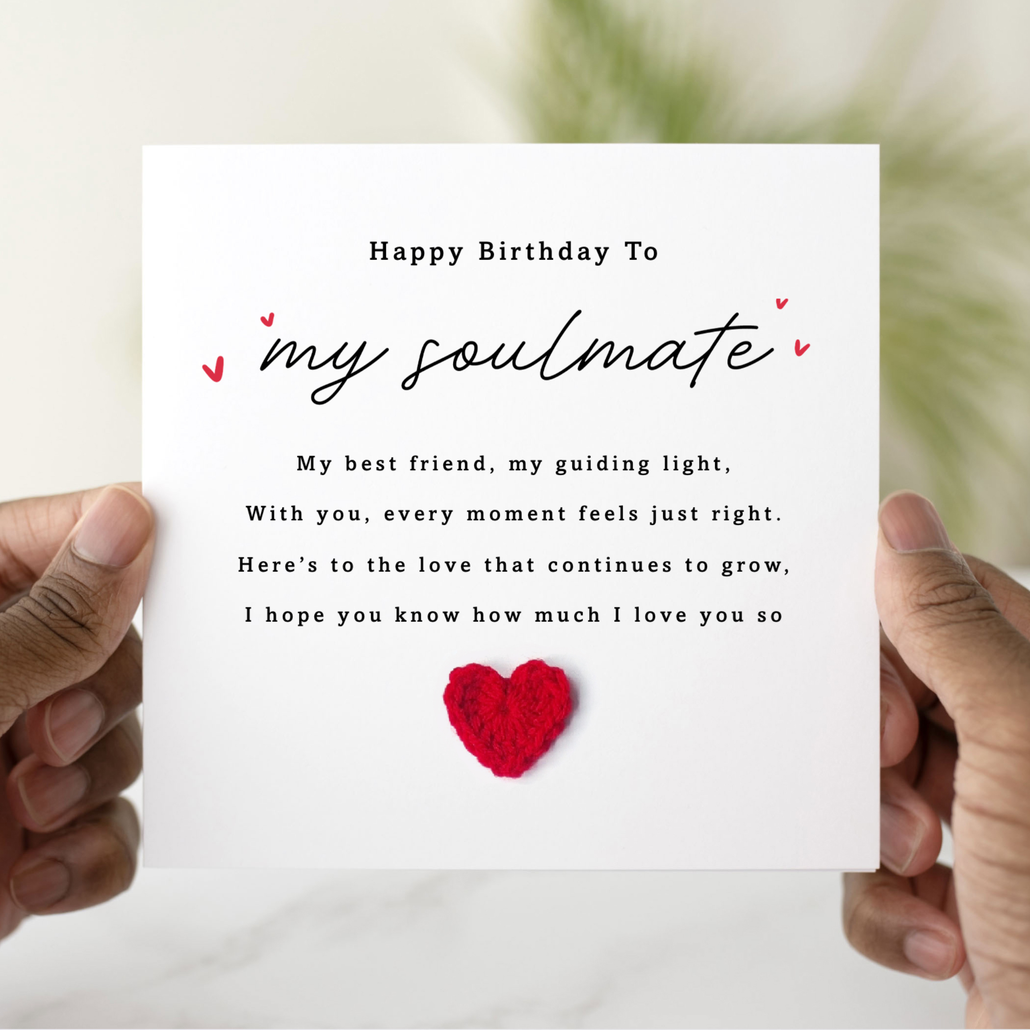 Romantic Birthday Card - My Soulmate - Crochet Heart