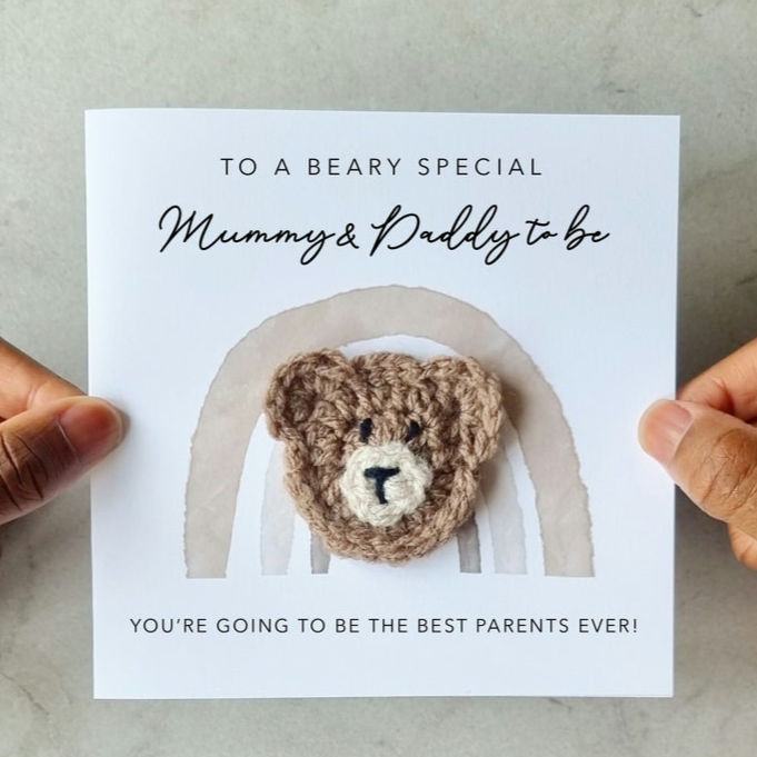 Mummy & Daddy To Be Card - Crochet Bear