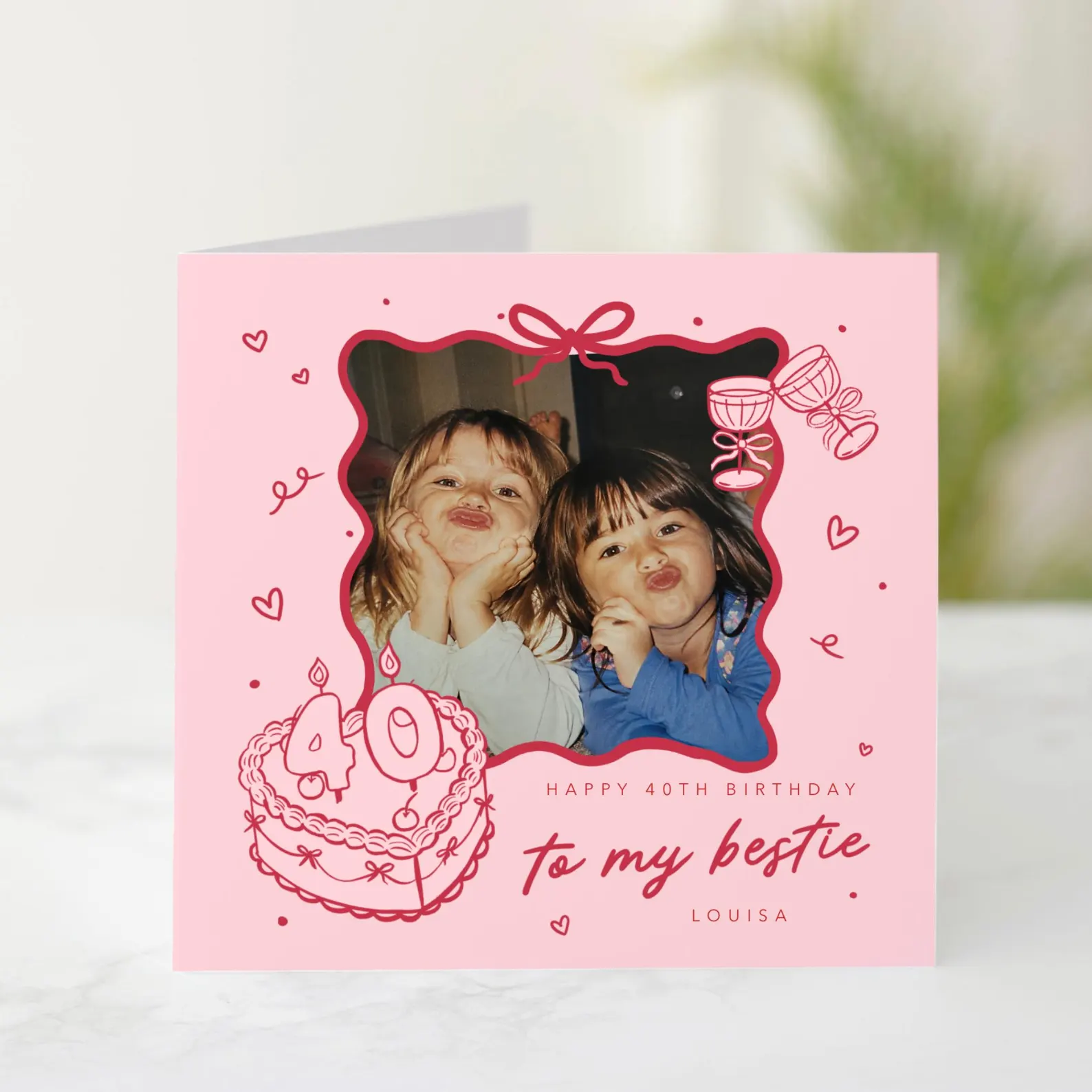Cute 40th Personalised Bestie Birthday Card - Add Your Own Photo