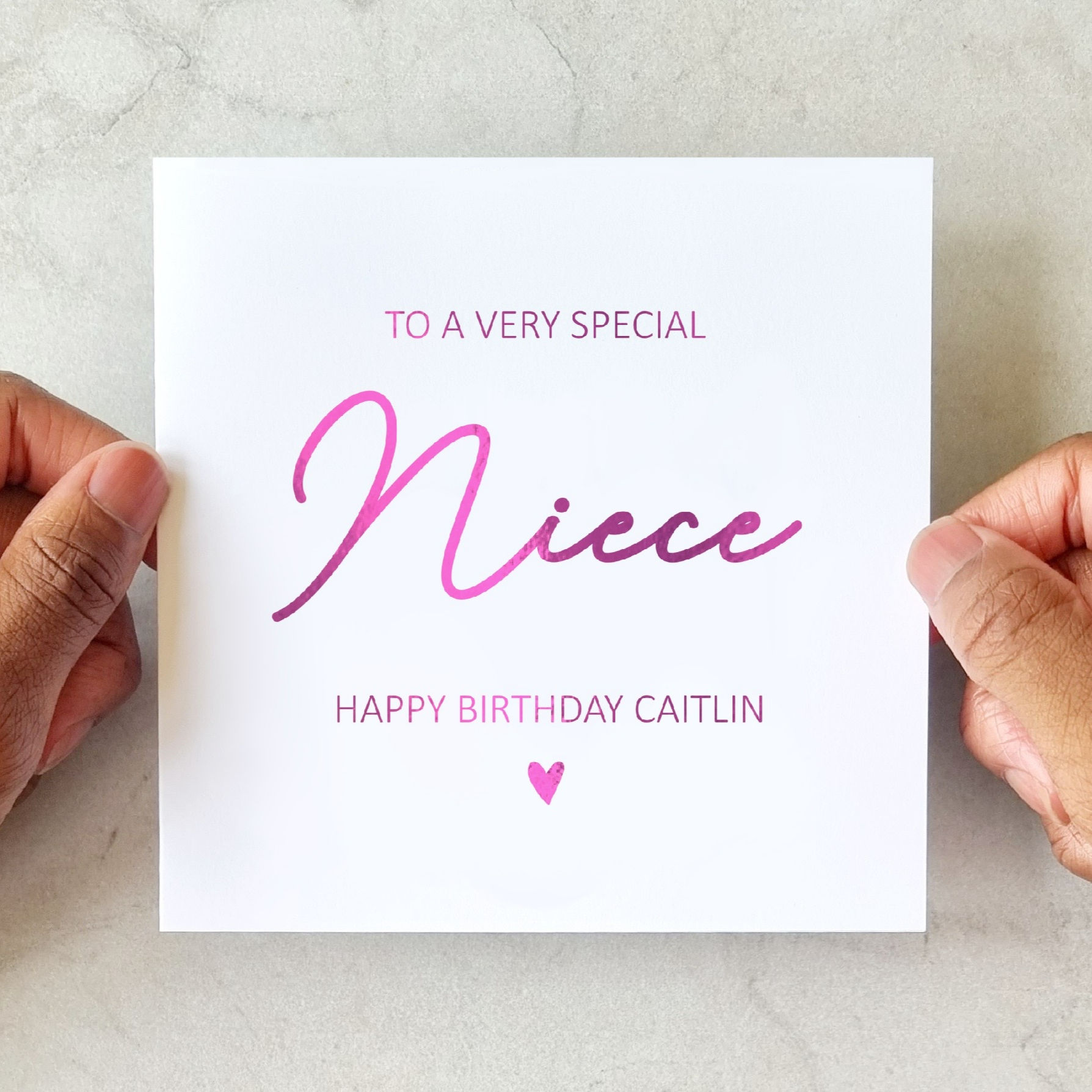 Personalised Niece Birthday Card - Pink Foil