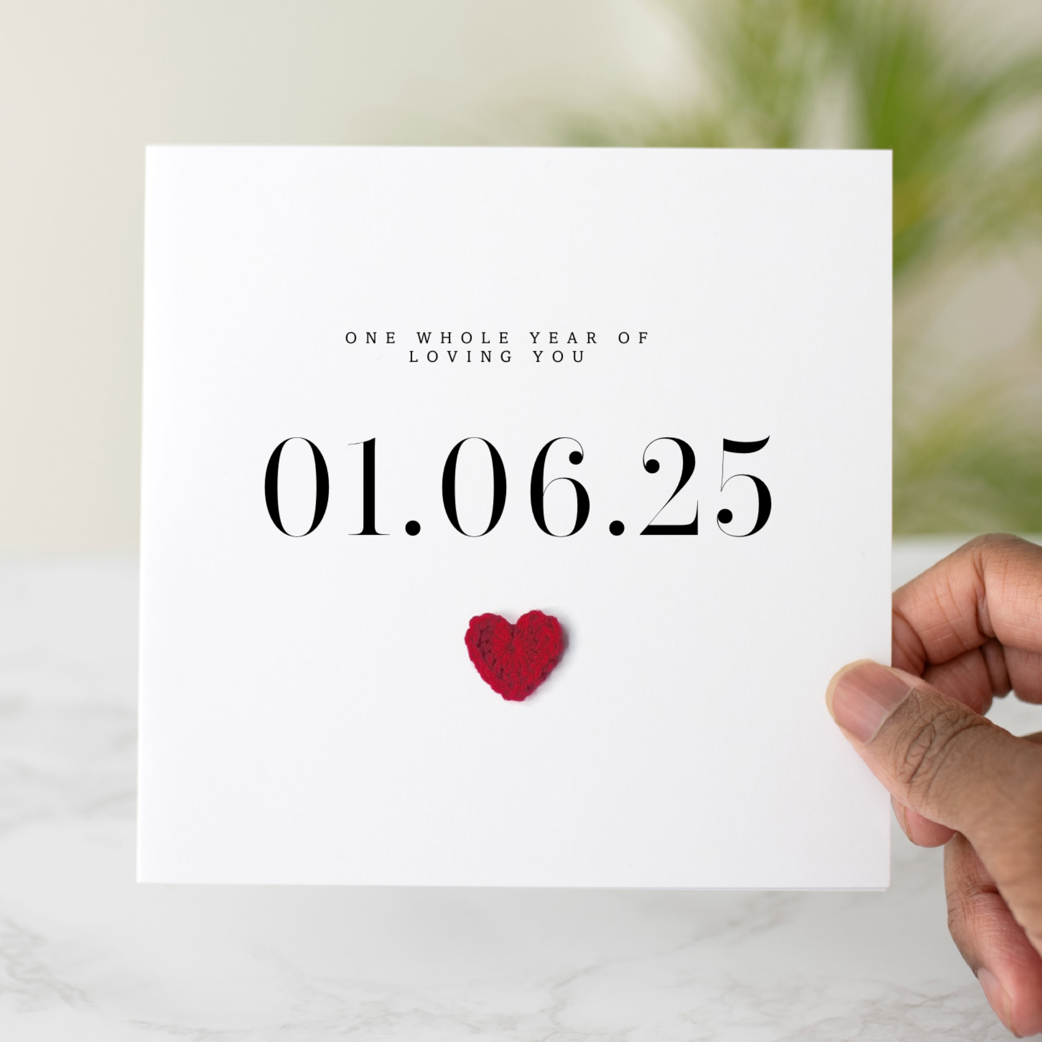 Personalised One Whole Year 1st Anniversary Card - Crochet Heart