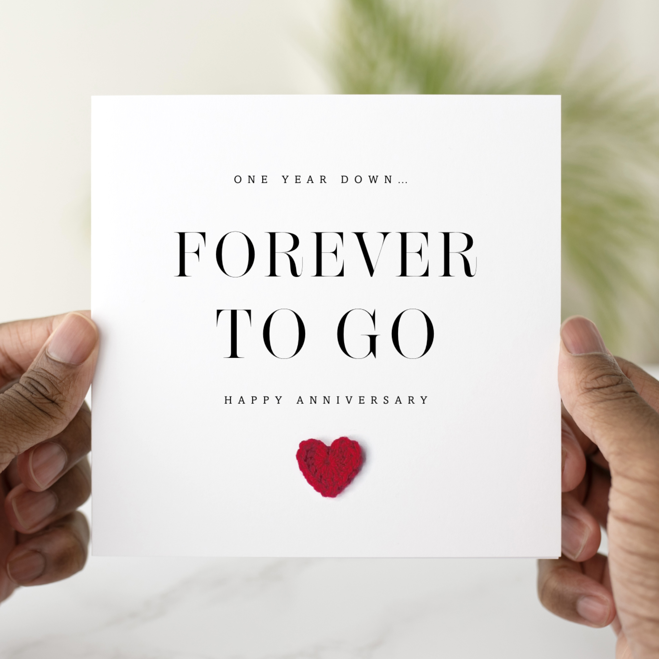 Forever To Go 1st Anniversary Card - Crochet Heart