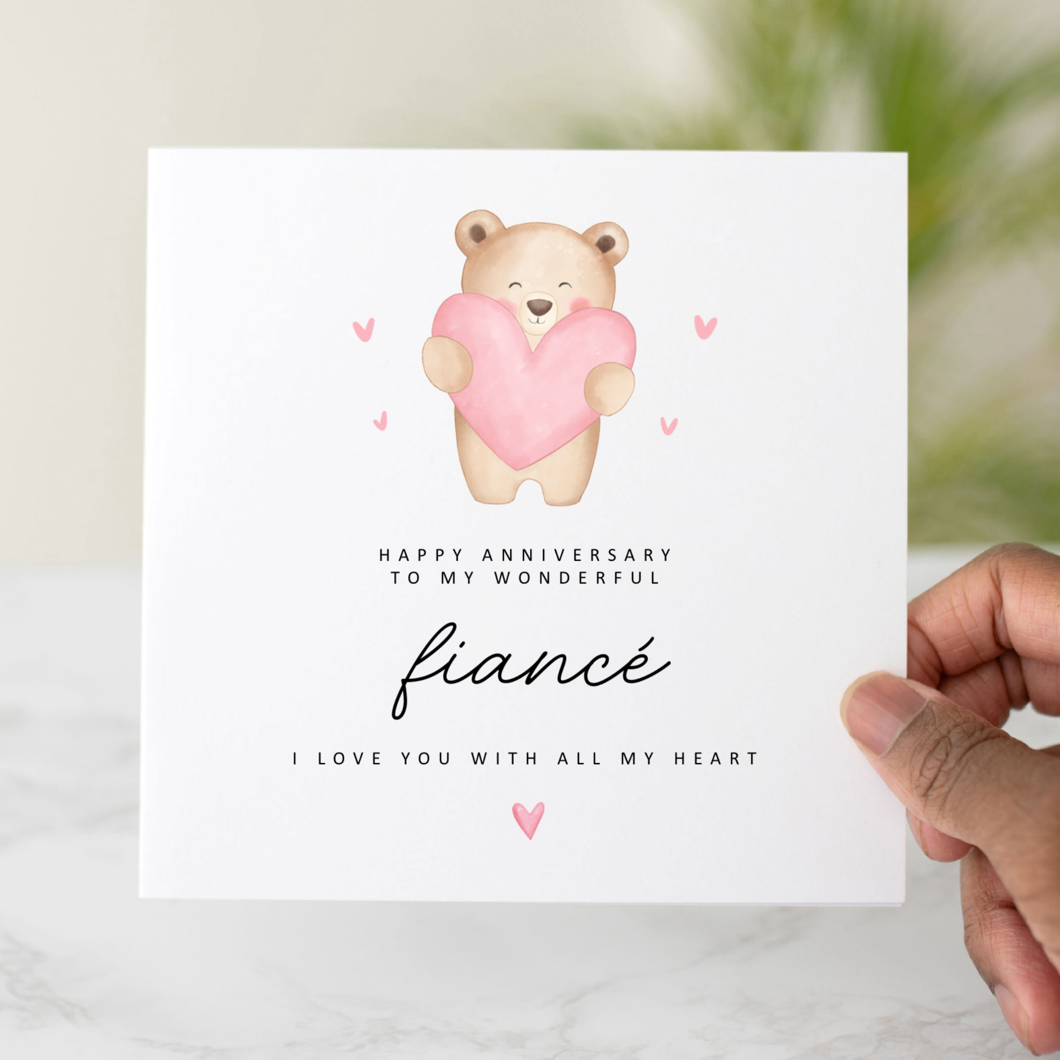 Fiancé Anniversary Card - Cute Bear