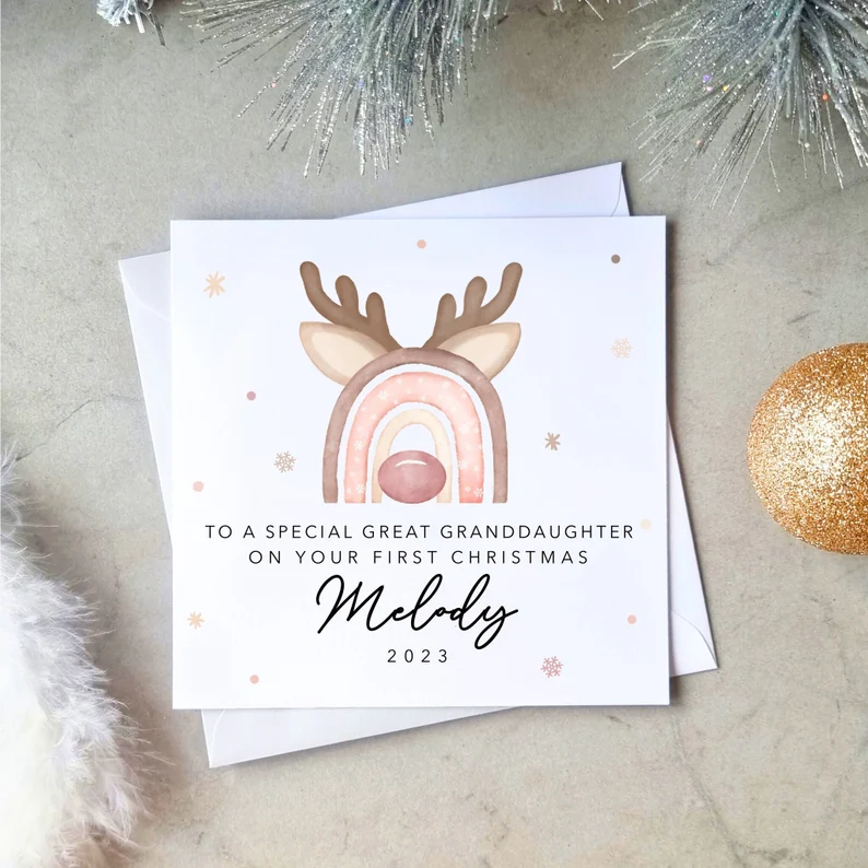 Personalised Great Granddaughter 1st Christmas Card