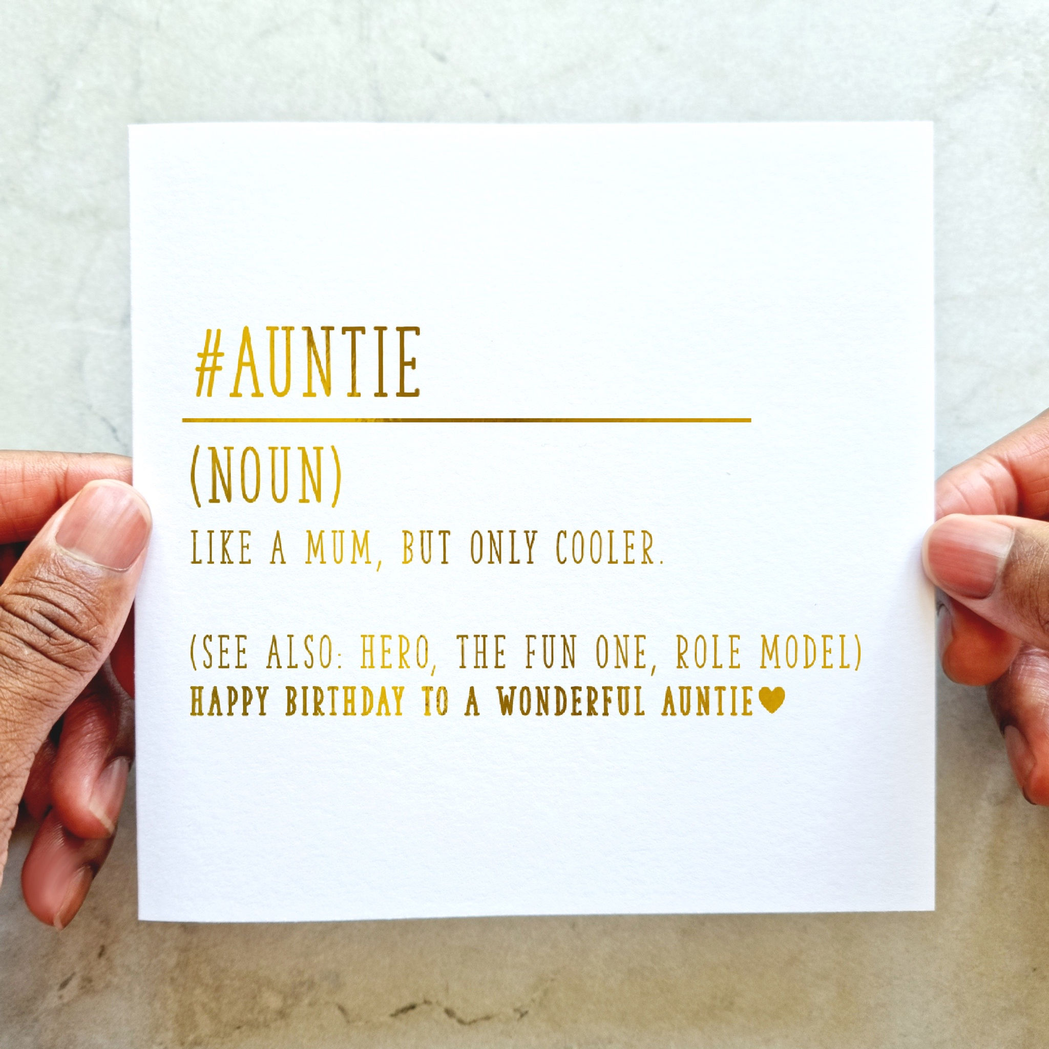 Definition Auntie Birthday Card - Gold Foil