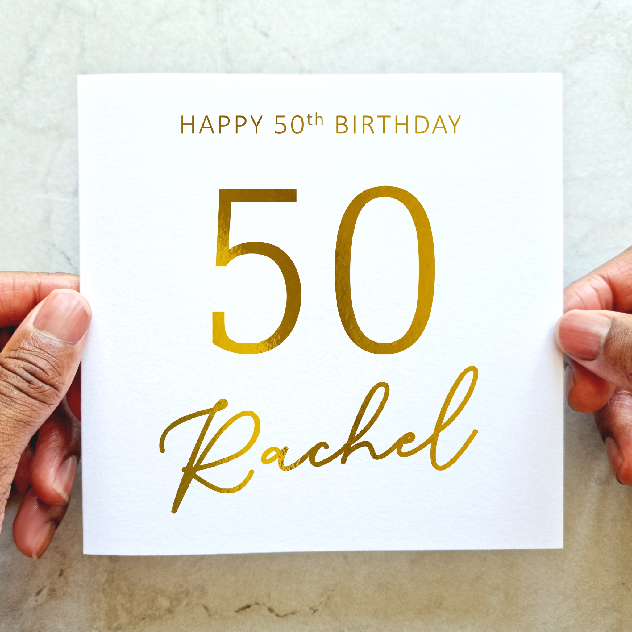 Personalised 50th Birthday Card - Gold Foil