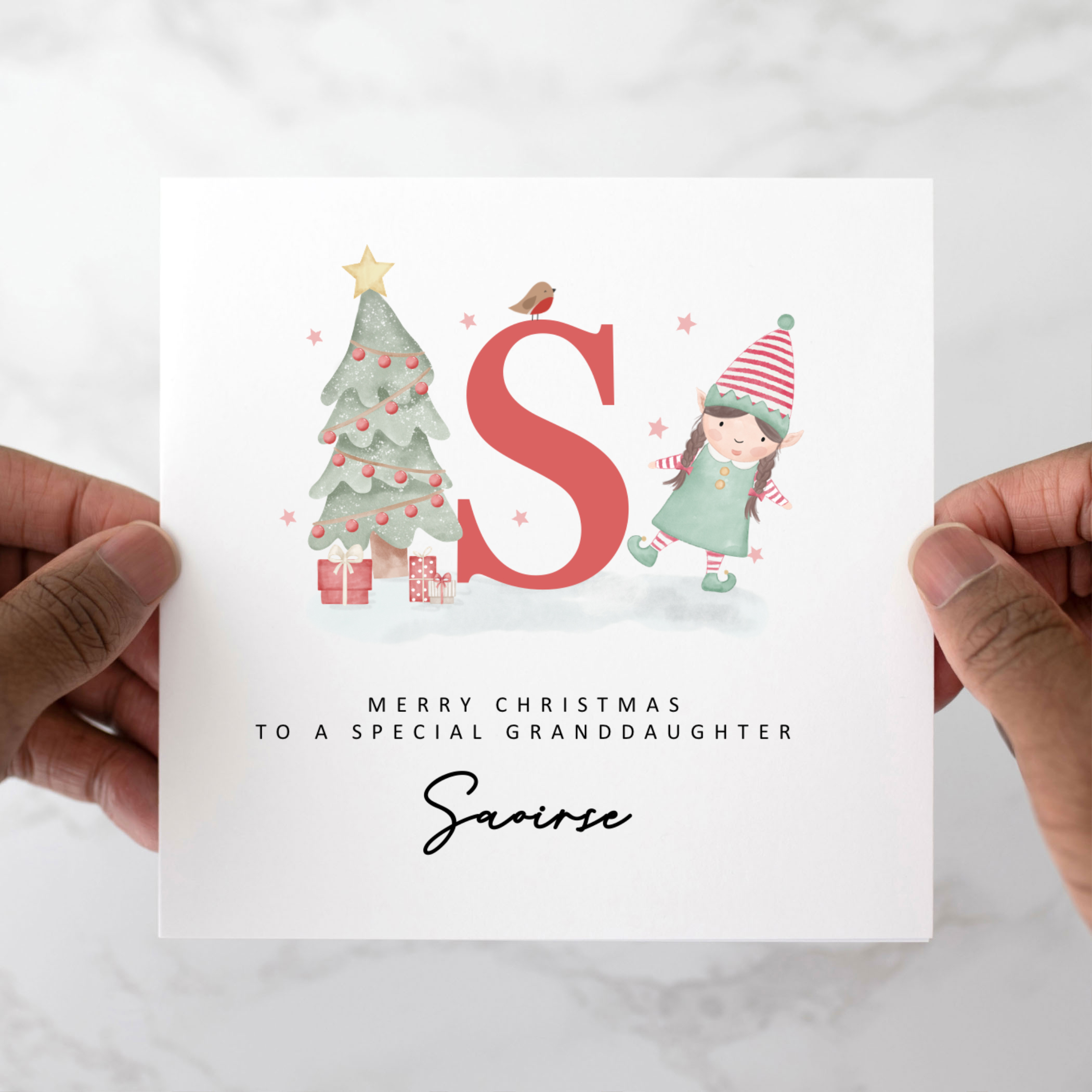 Personalised Granddaughter Christmas Card - Letter Elf