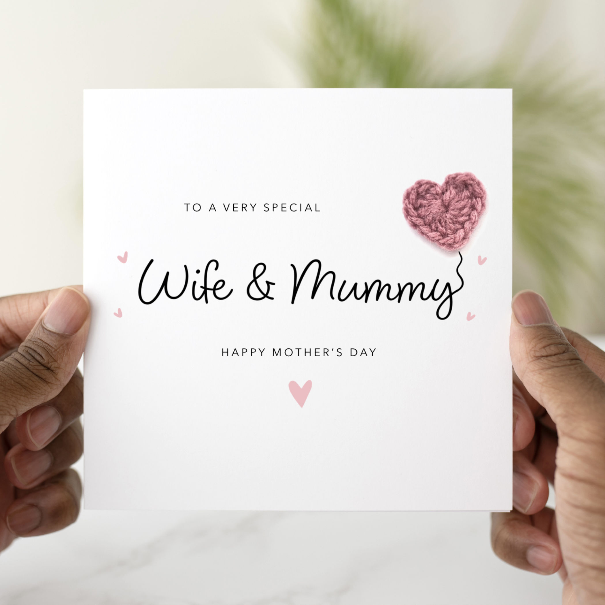 Wife And Mummy Mother's Day Card - Crochet Heart