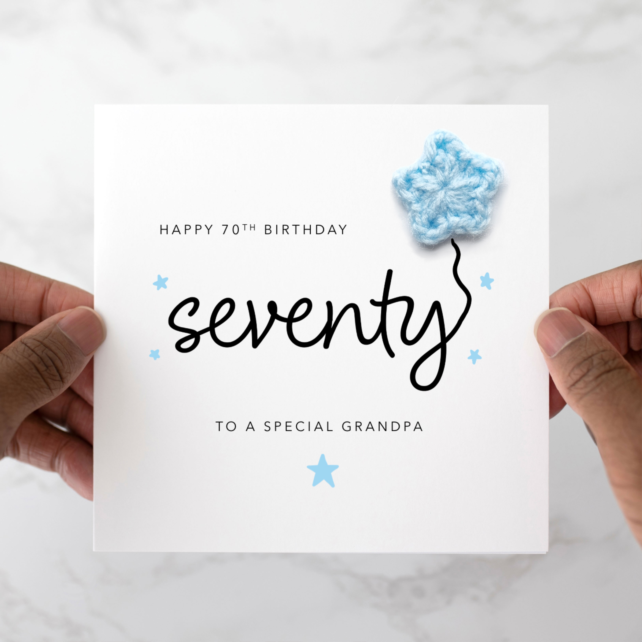 Grandpa 70th Birthday Card - Crochet Star