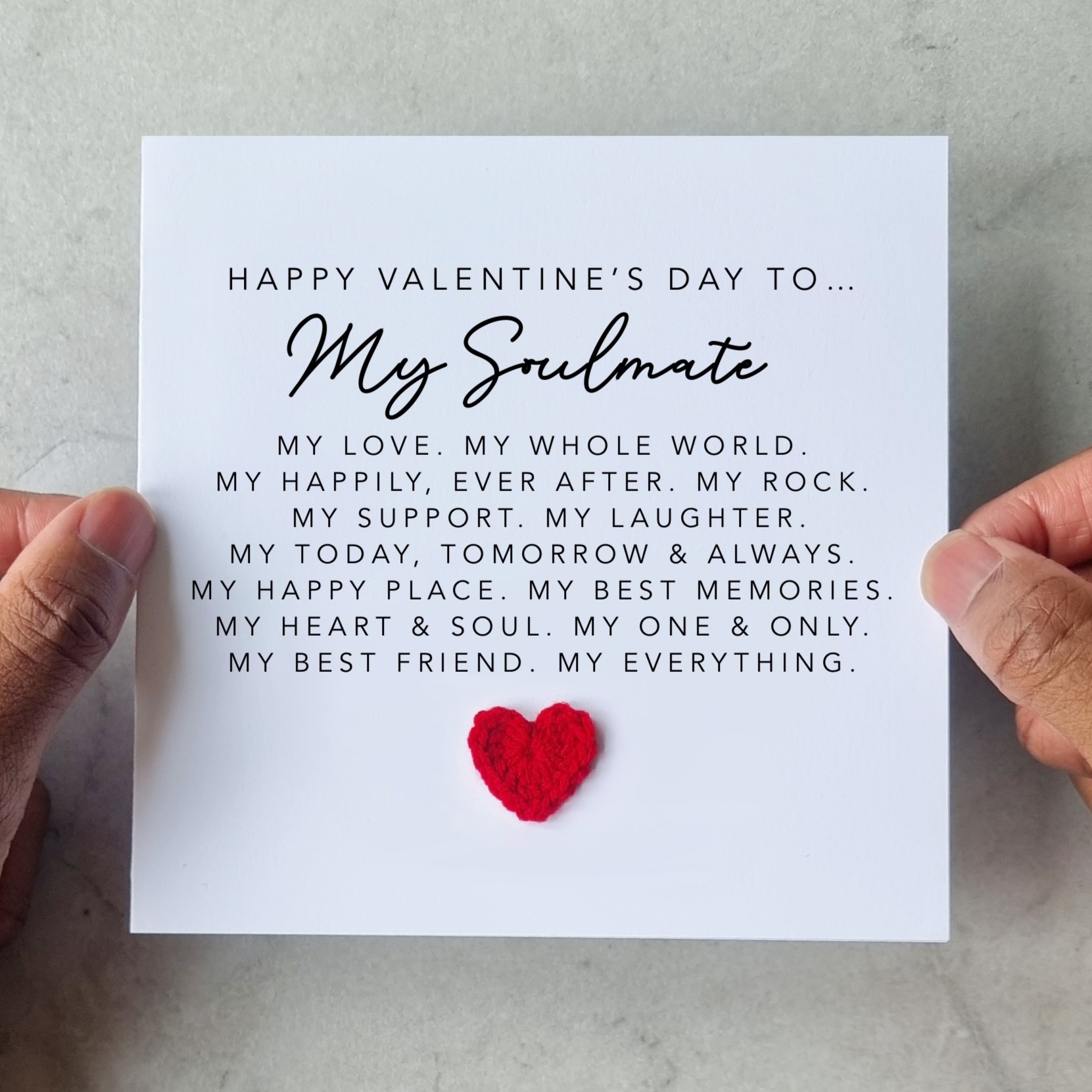 My Soulmate Poem Valentine's Day Card - Crochet Heart