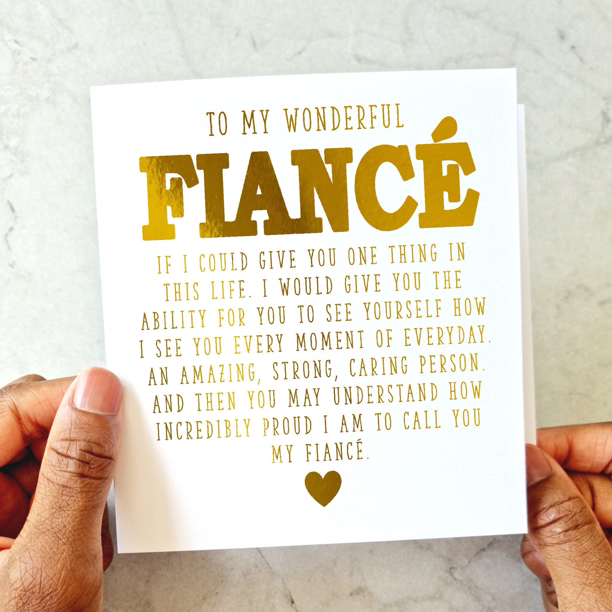 Fiancé Birthday Card - Poem - Gold Foil