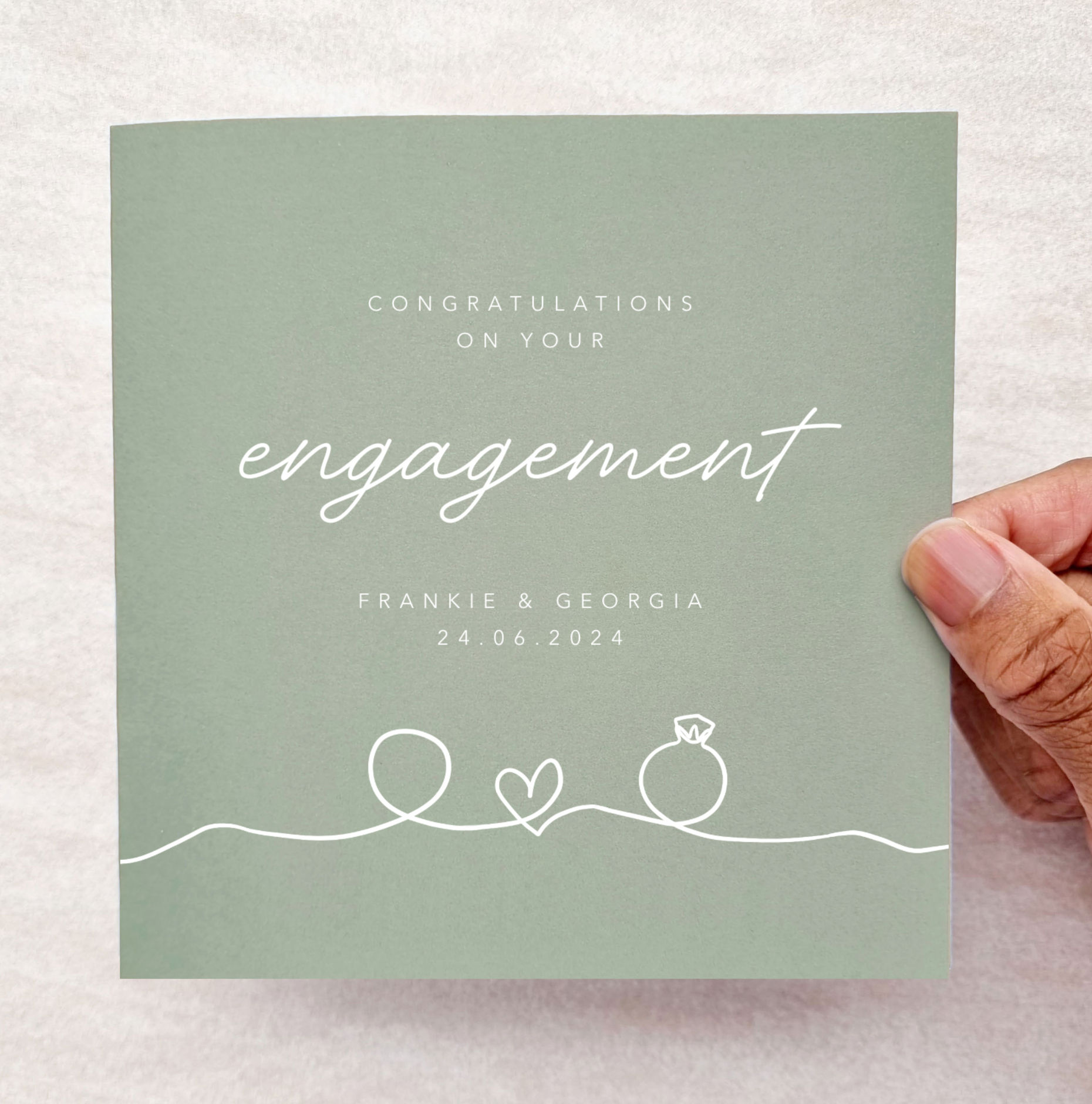 Personalised Engagement Card - Sage