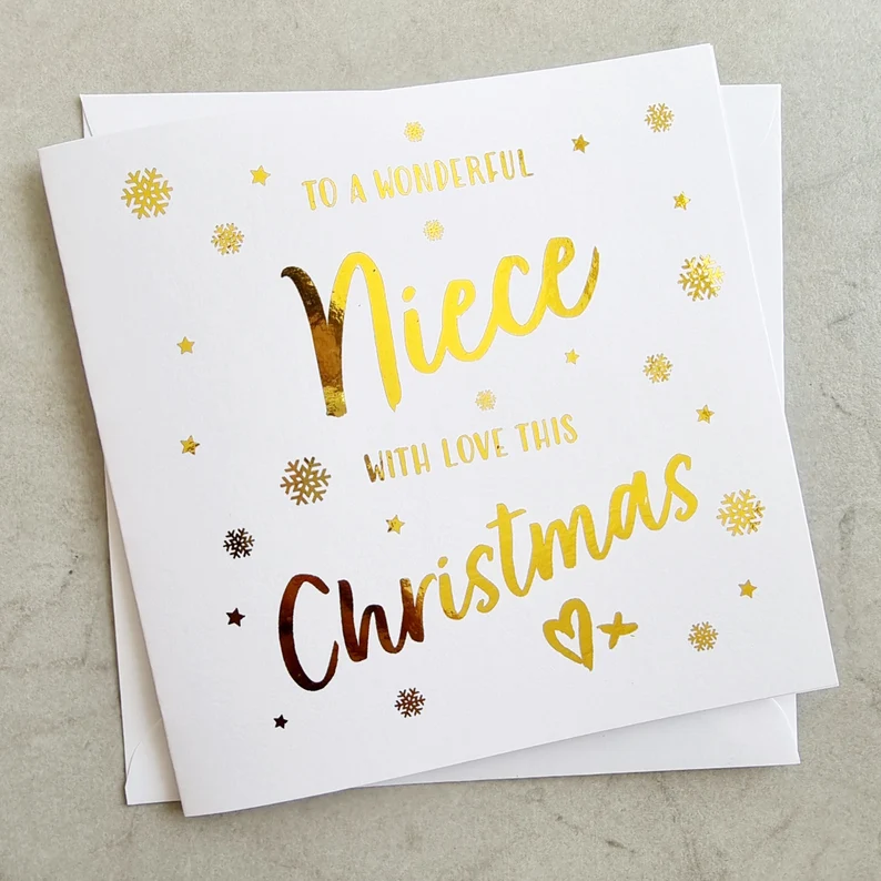 Niece Christmas Card - Gold Foil