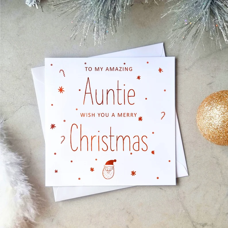 Auntie Christmas Card - Red Foil