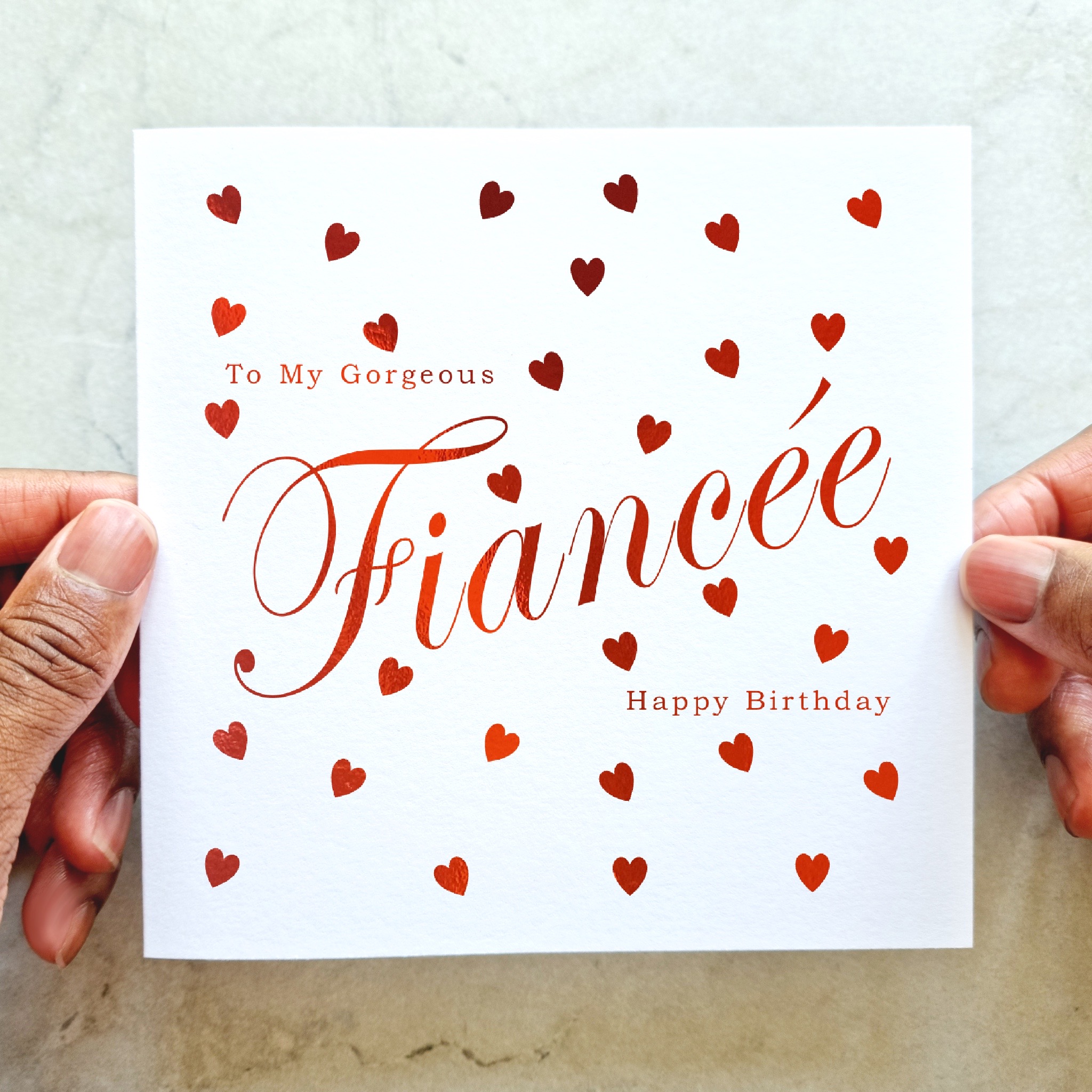 Fiancée Birthday Card - Red Foil