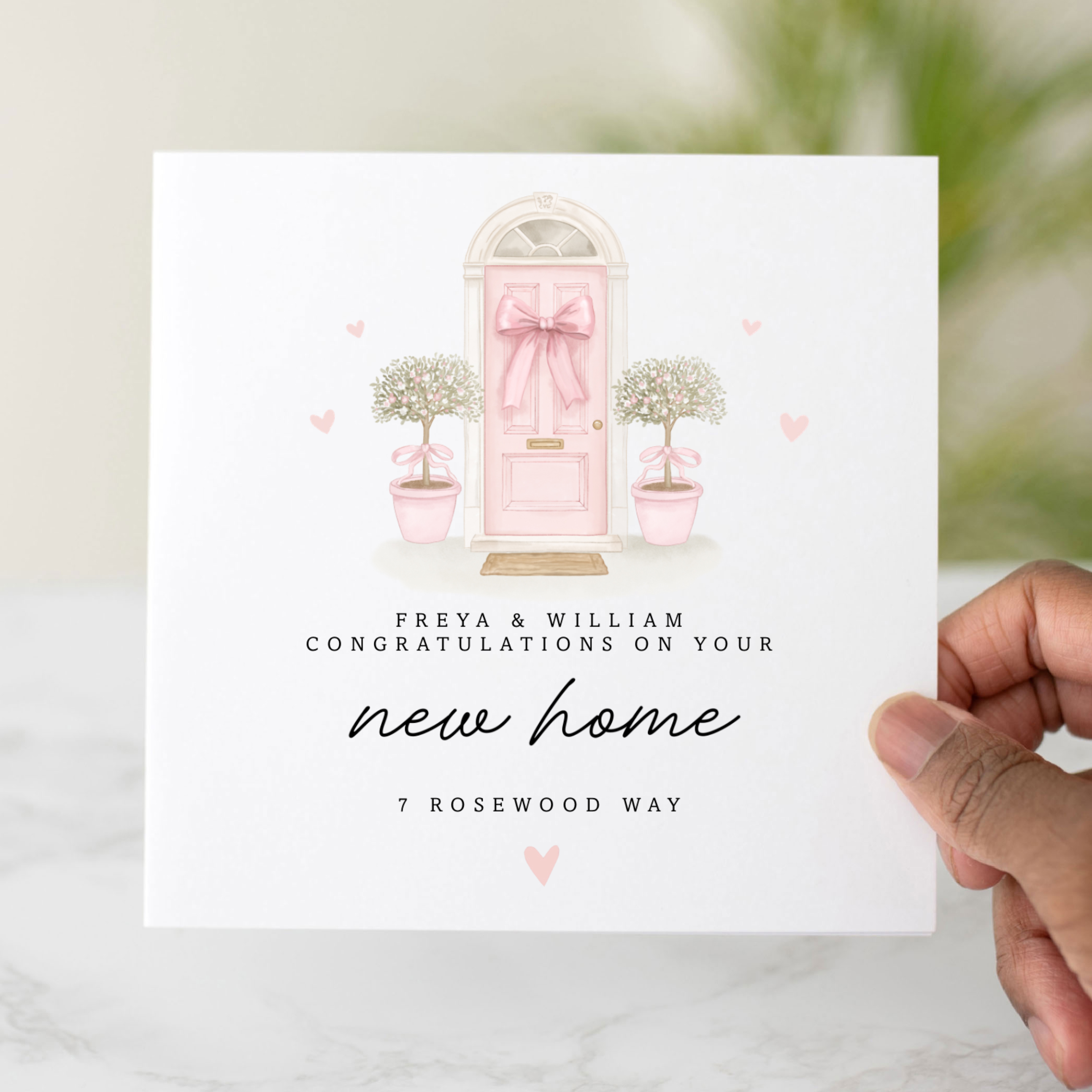Personalised New Home Card - Pink Door