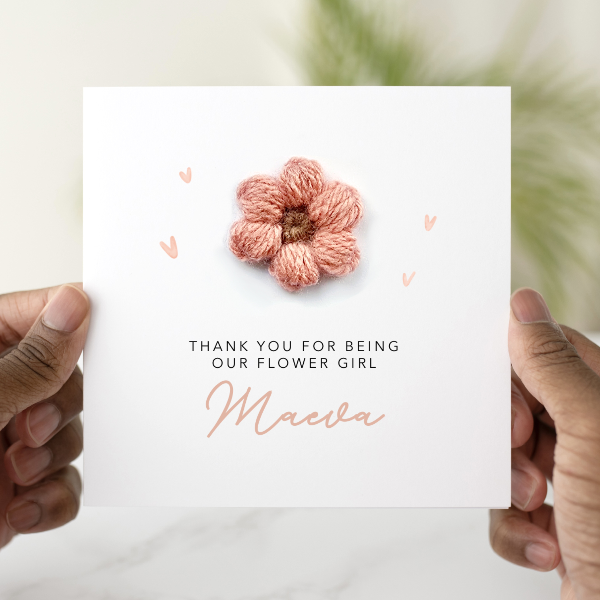 Personalised Thank You For Being Our Flower Girl Card - Crochet Flower