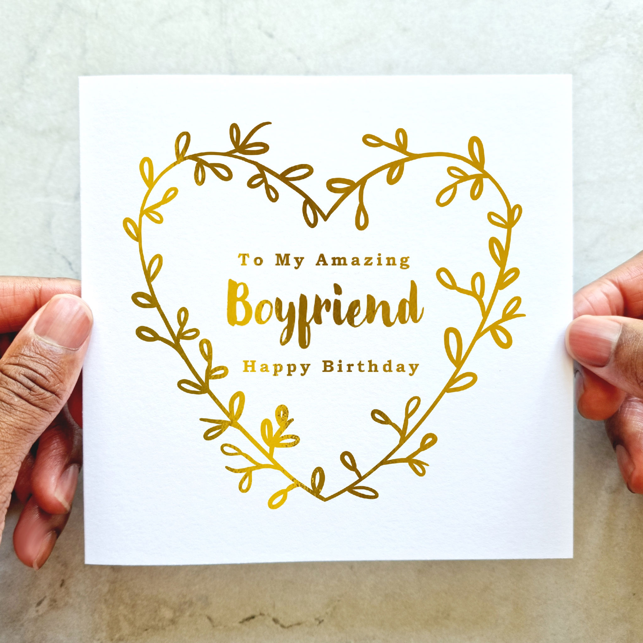 Boyfriend Birthday Card - Wreath - Gold Foil