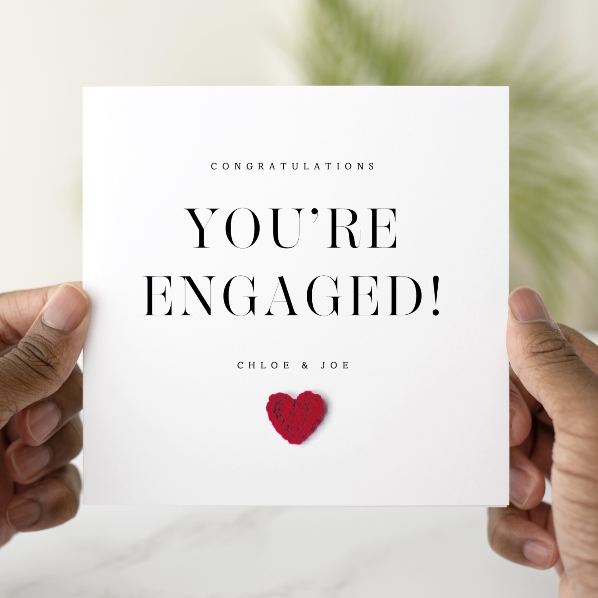 Personalised You're Engaged Card - Crochet Heart