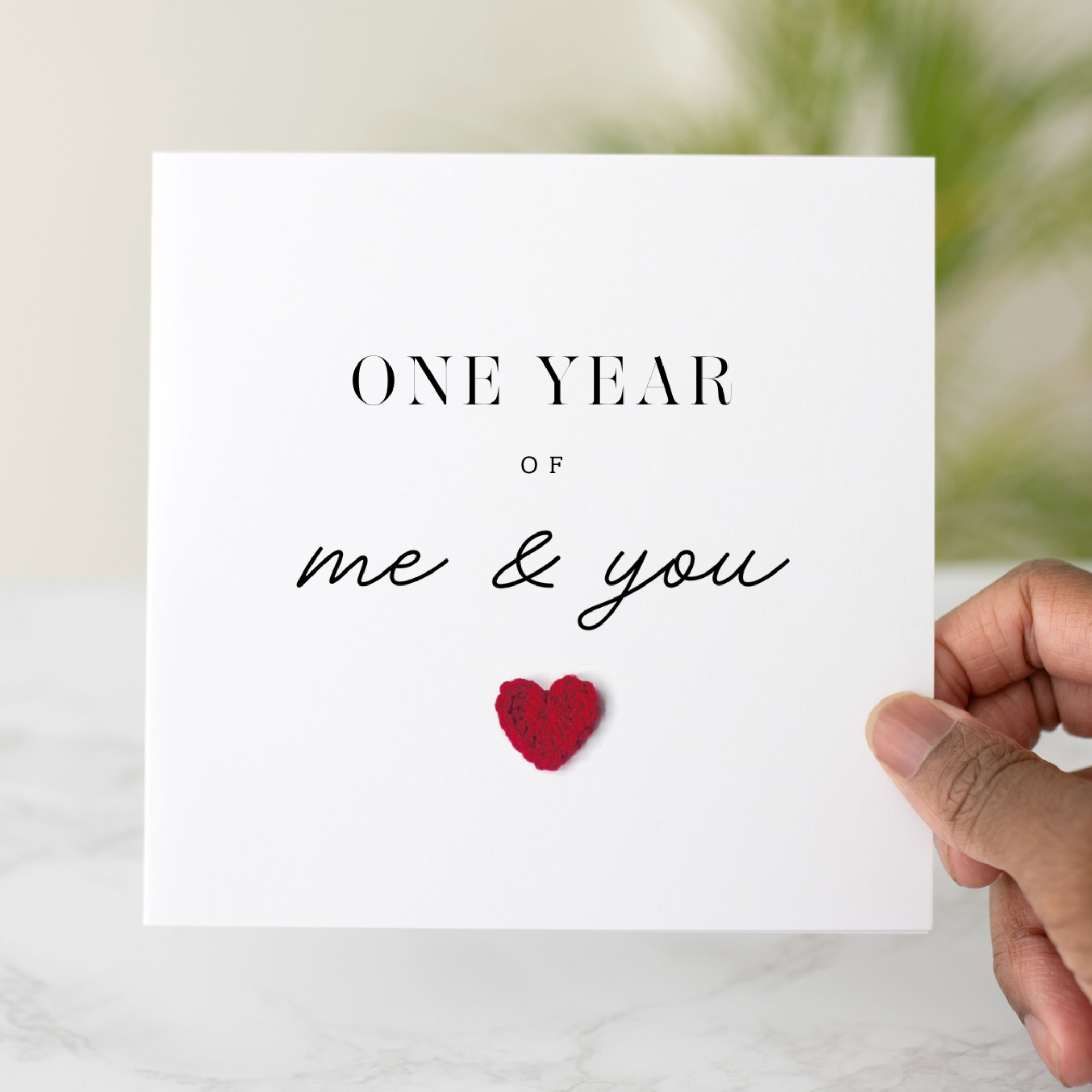 One Year 1st Anniversary Card - Crochet Heart