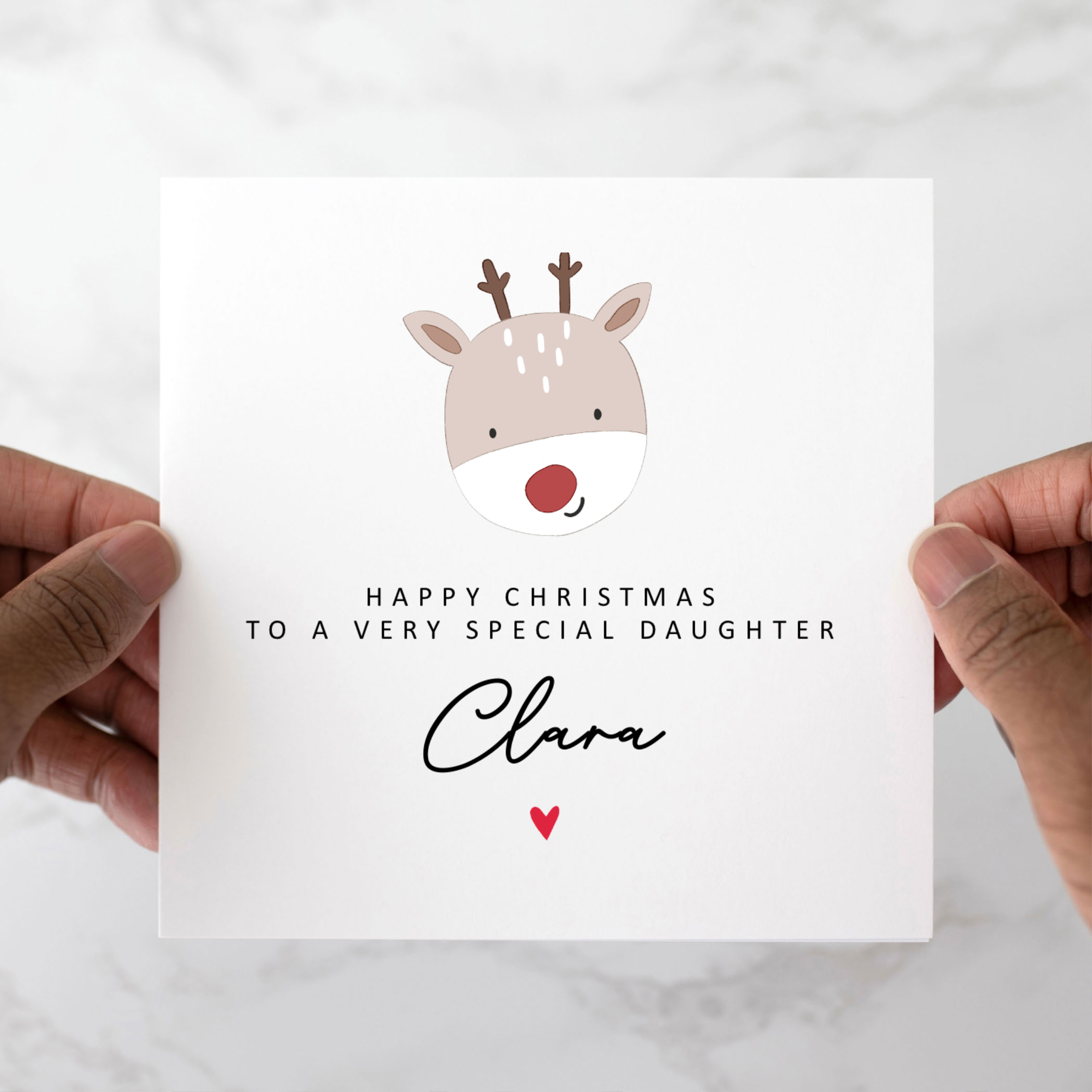 Personalised Daughter Christmas Card - Reindeer