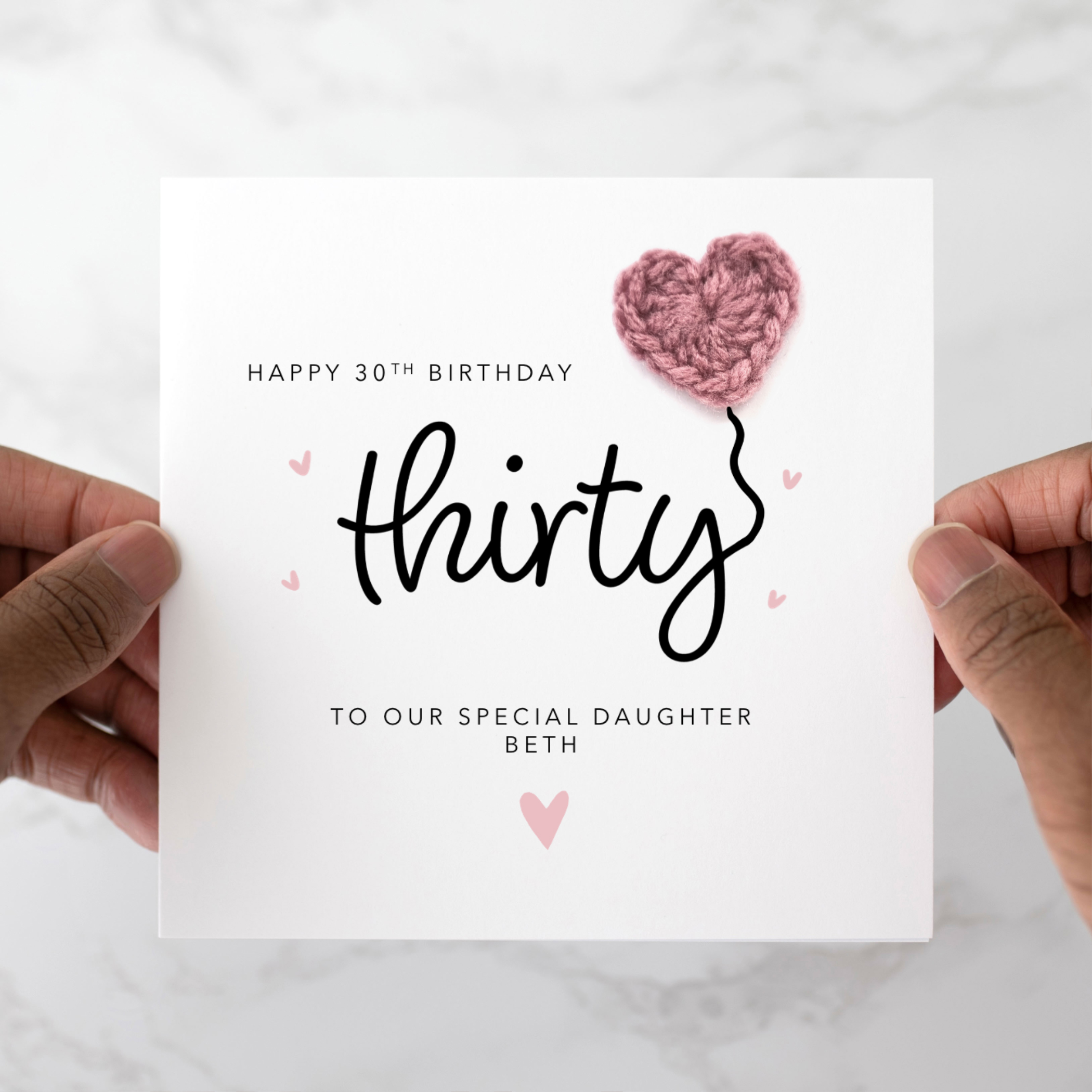 Personalised Daughter 30th Birthday Card - Crochet Heart