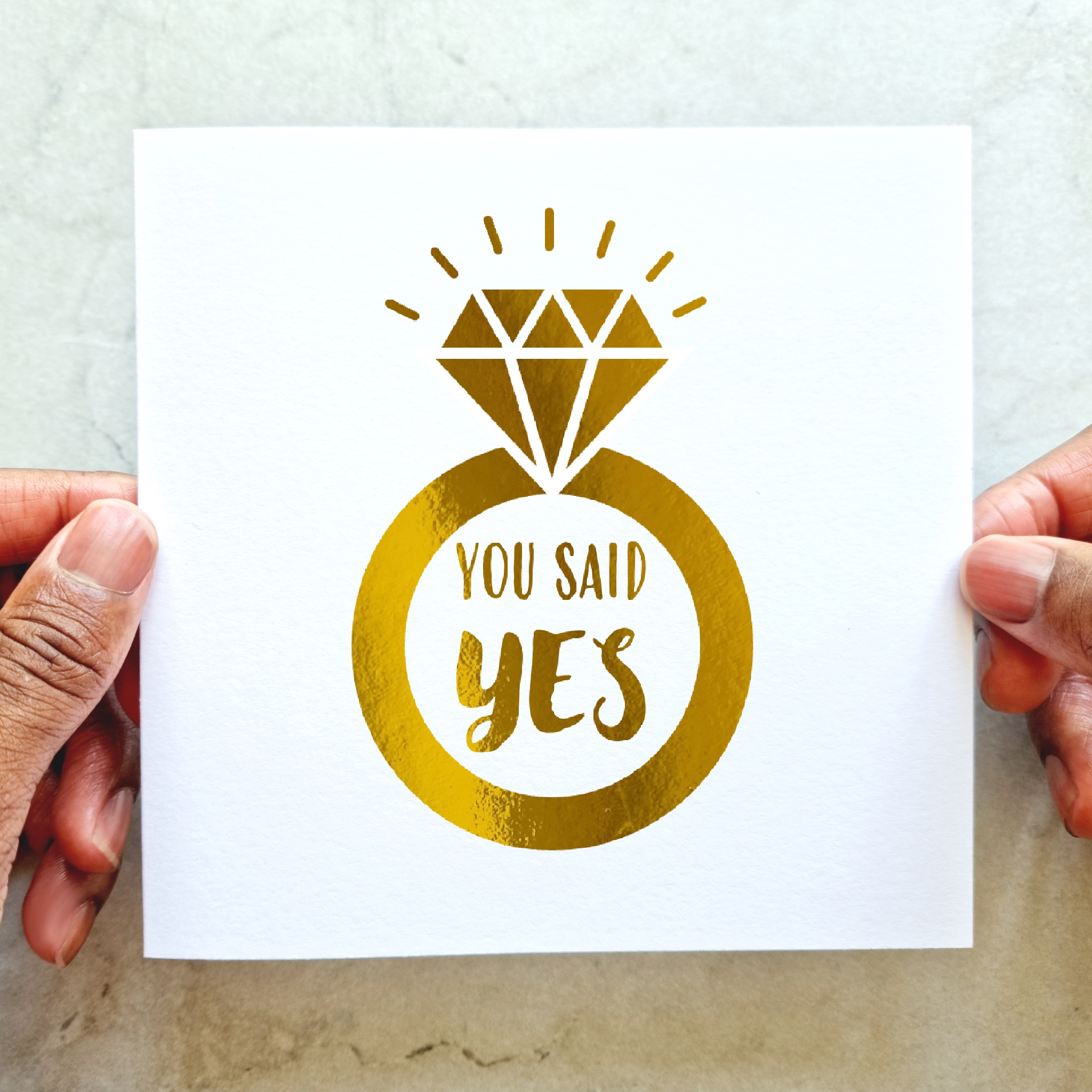 Personalised Engagement Card - Yes - Gold Foil
