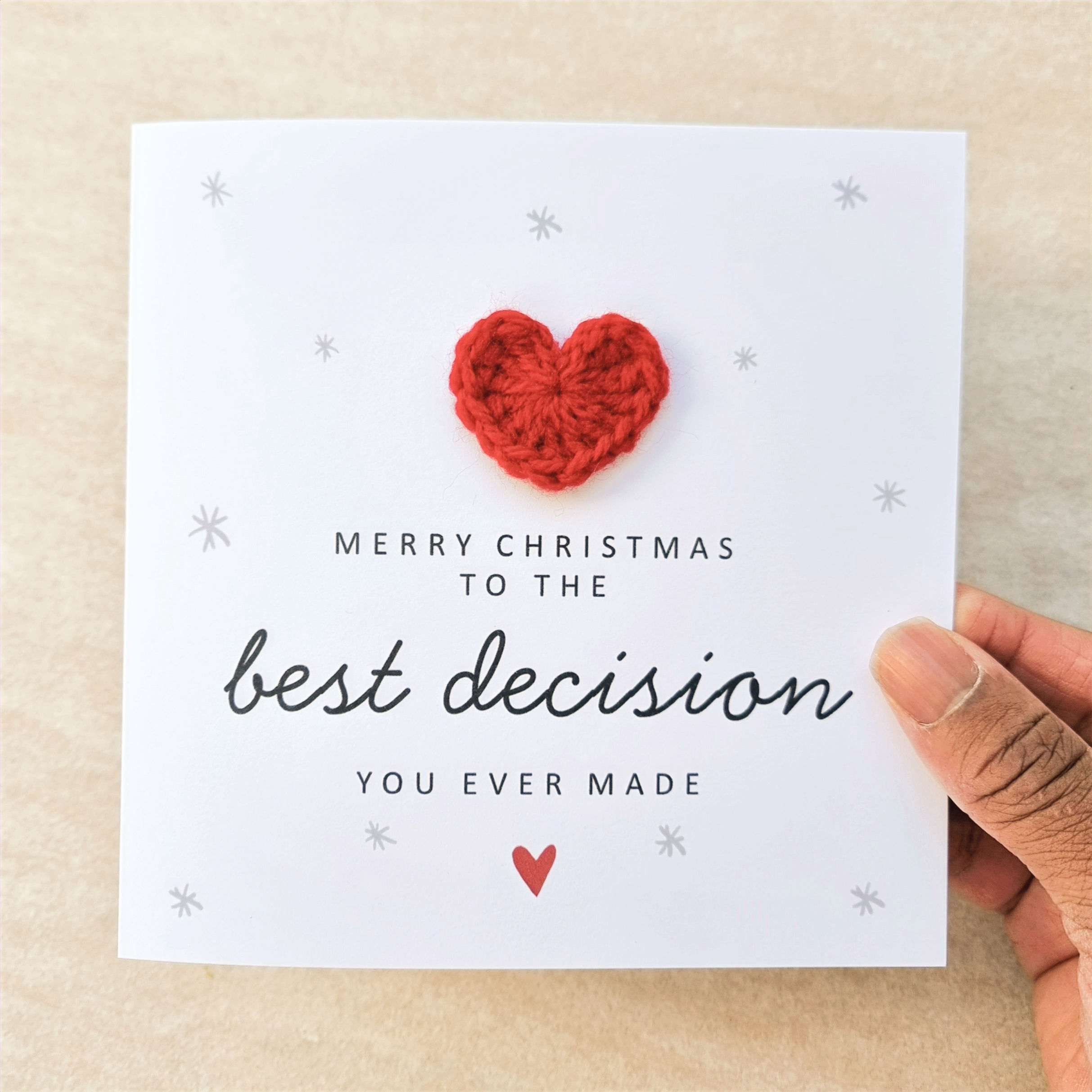Best Decision Christmas Card - Crochet Heart