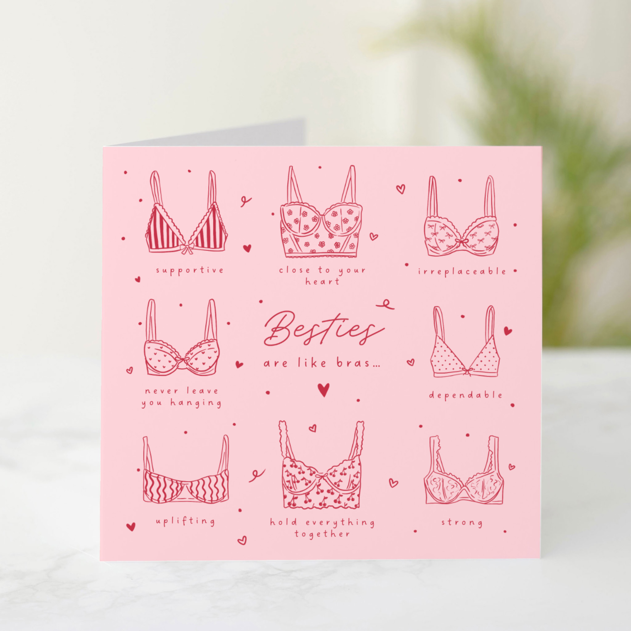 Pink Bra Puns Best Friend Birthday Card